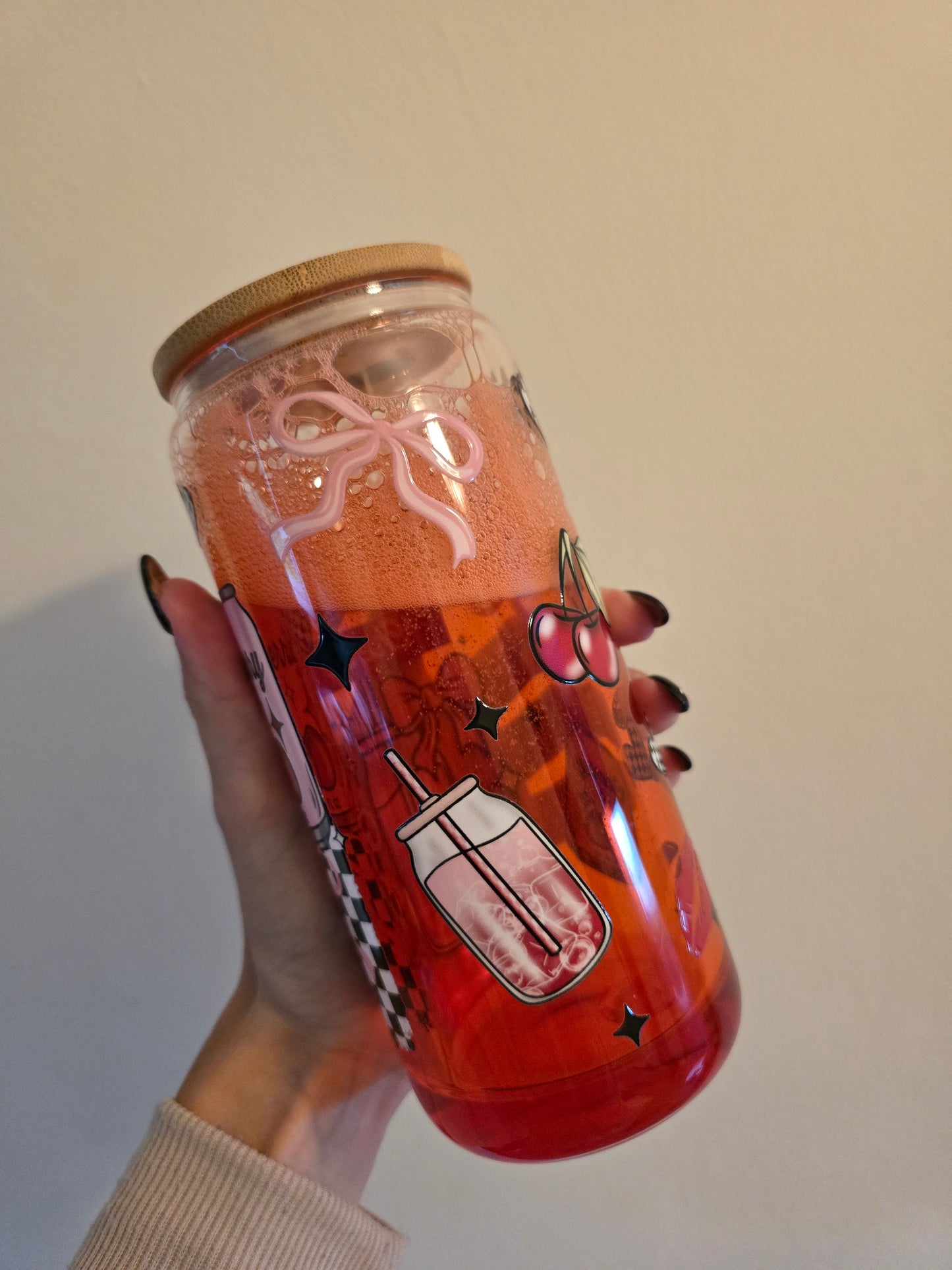 Cherry 16oz Glass fizzy style Tumbler