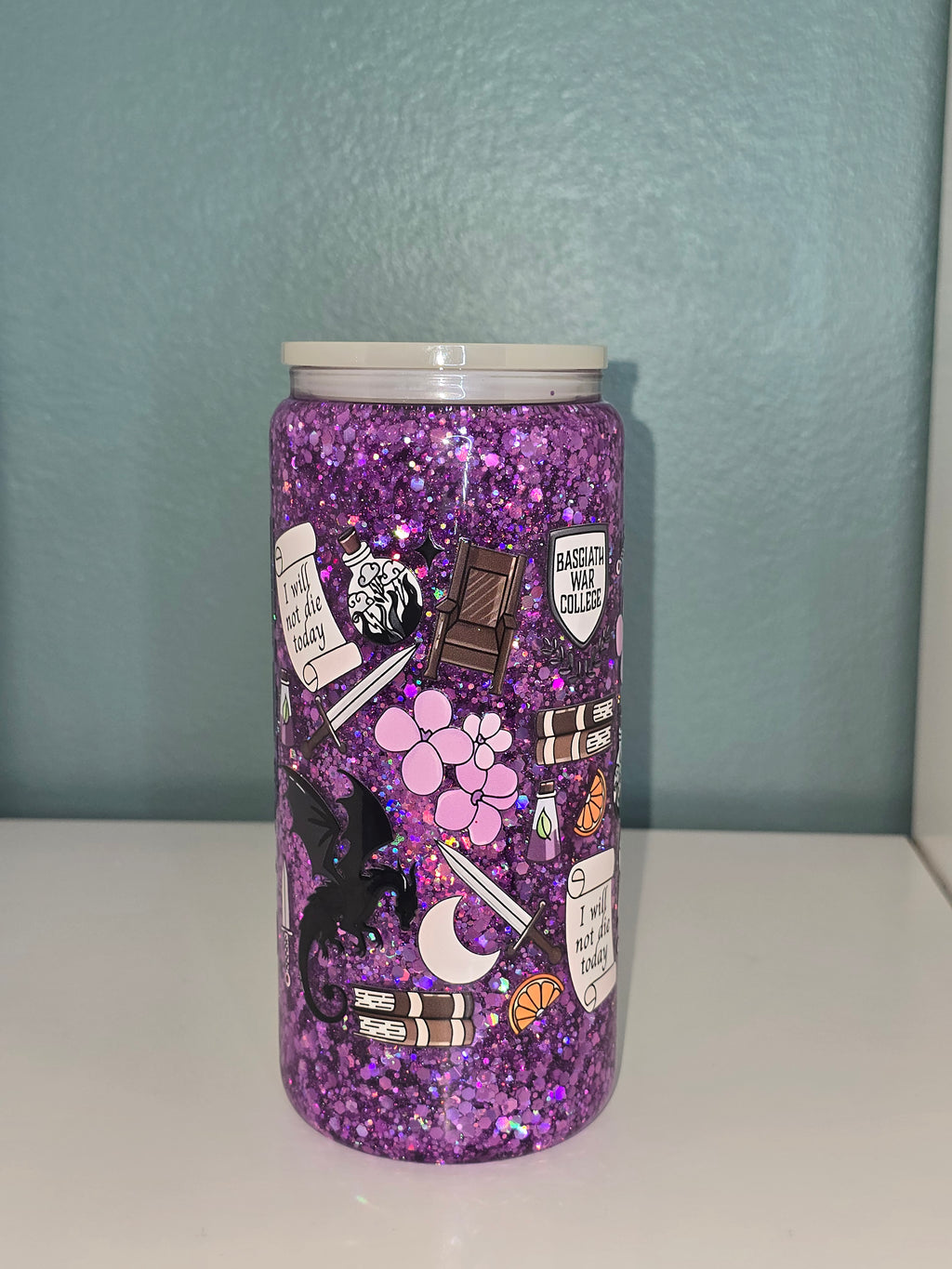 Fourth Wing 16oz Glass Snowglobe Tumbler