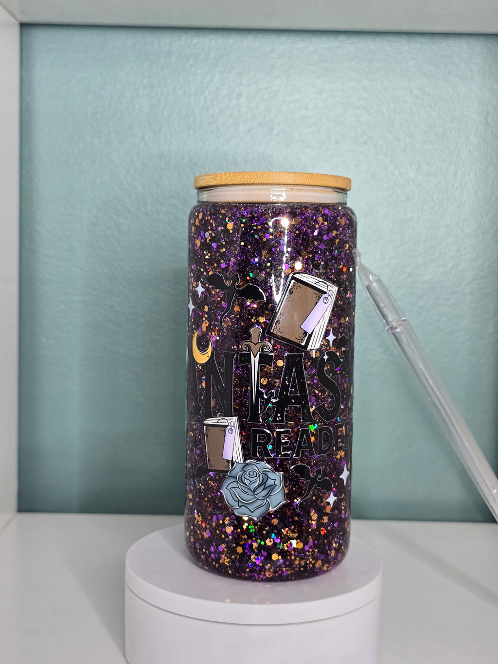 Fantasy 16oz Glass Snowglobe Tumbler