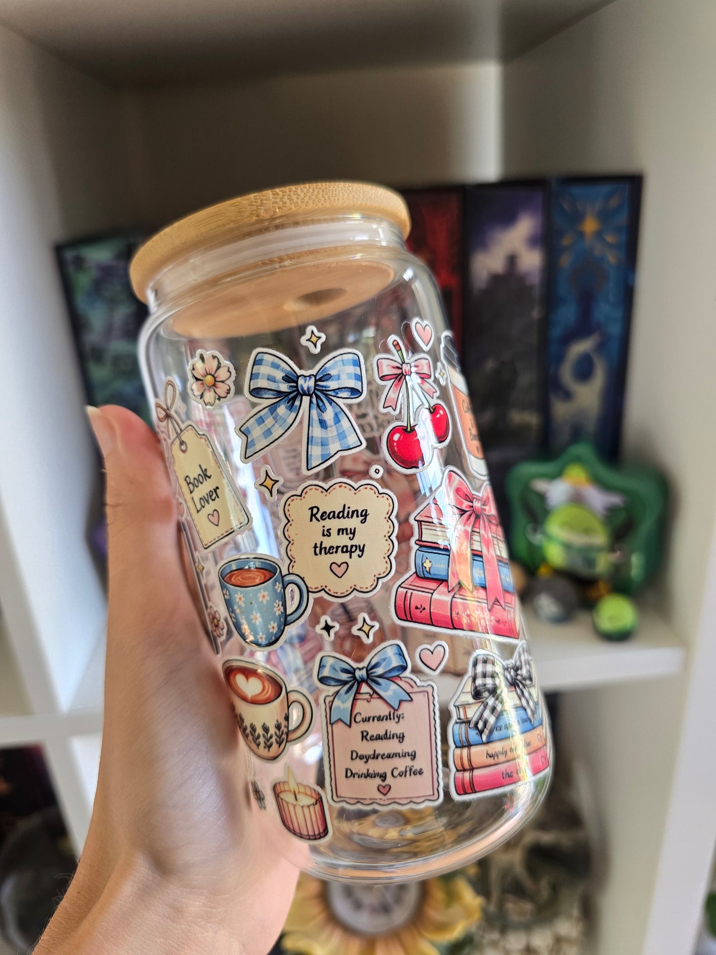 Reading Is My Therapy 16oz Glass Tumbler