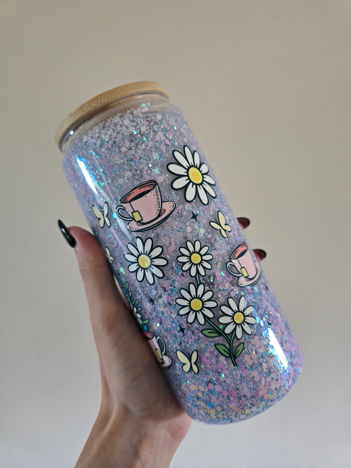 Audio Book Girlie 16oz Glass Snowglobe Tumbler