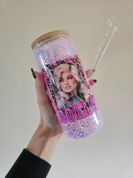 Dolly 16oz Glass Snowglobe Tumbler