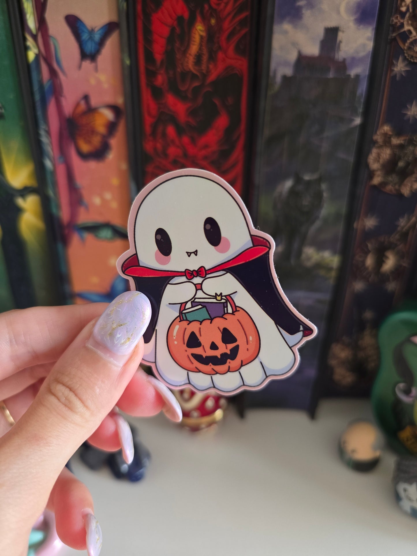 Vampire Ghost Holographic Clear Vinyl Sticker