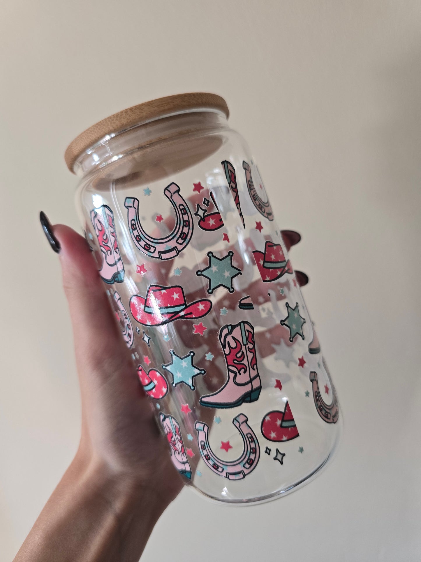 Cowboy Boots 16oz Glass Tumbler