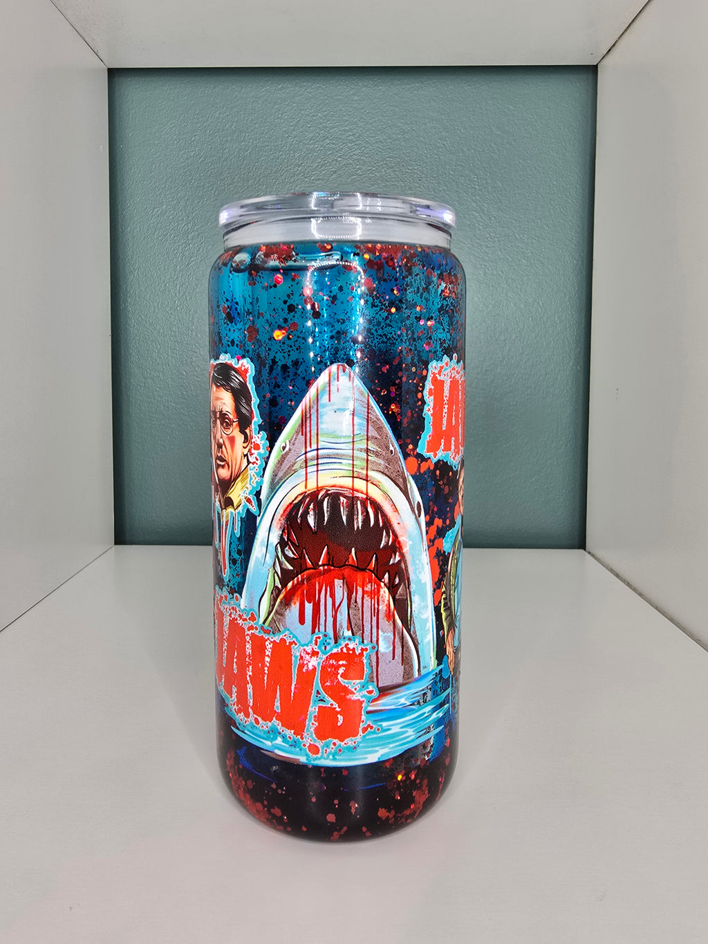 PRE ORDER- Jaws 16oz Glass Lava Drip Tumbler