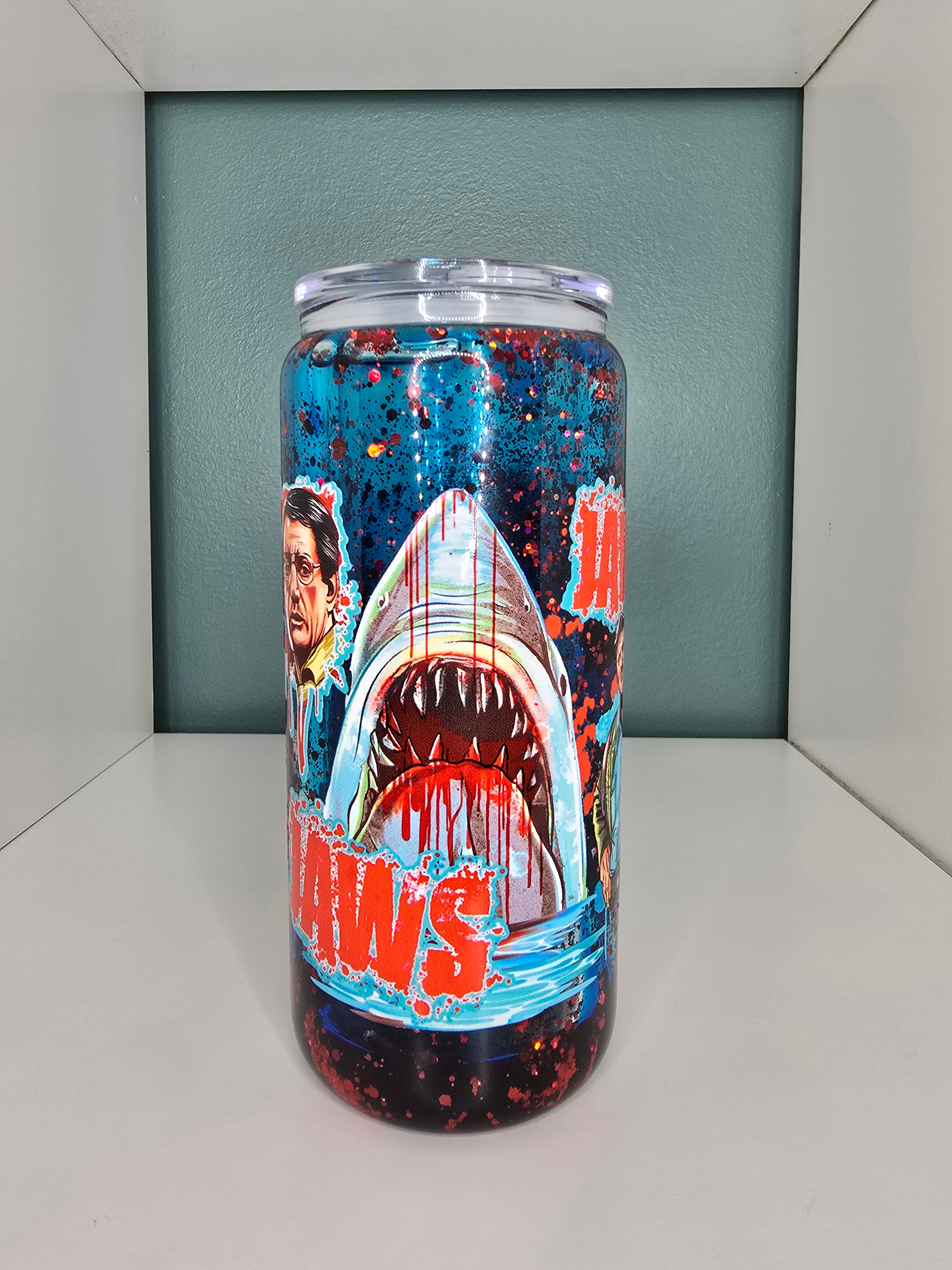 PRE ORDER- Jaws 16oz Glass Lava Drip Tumbler