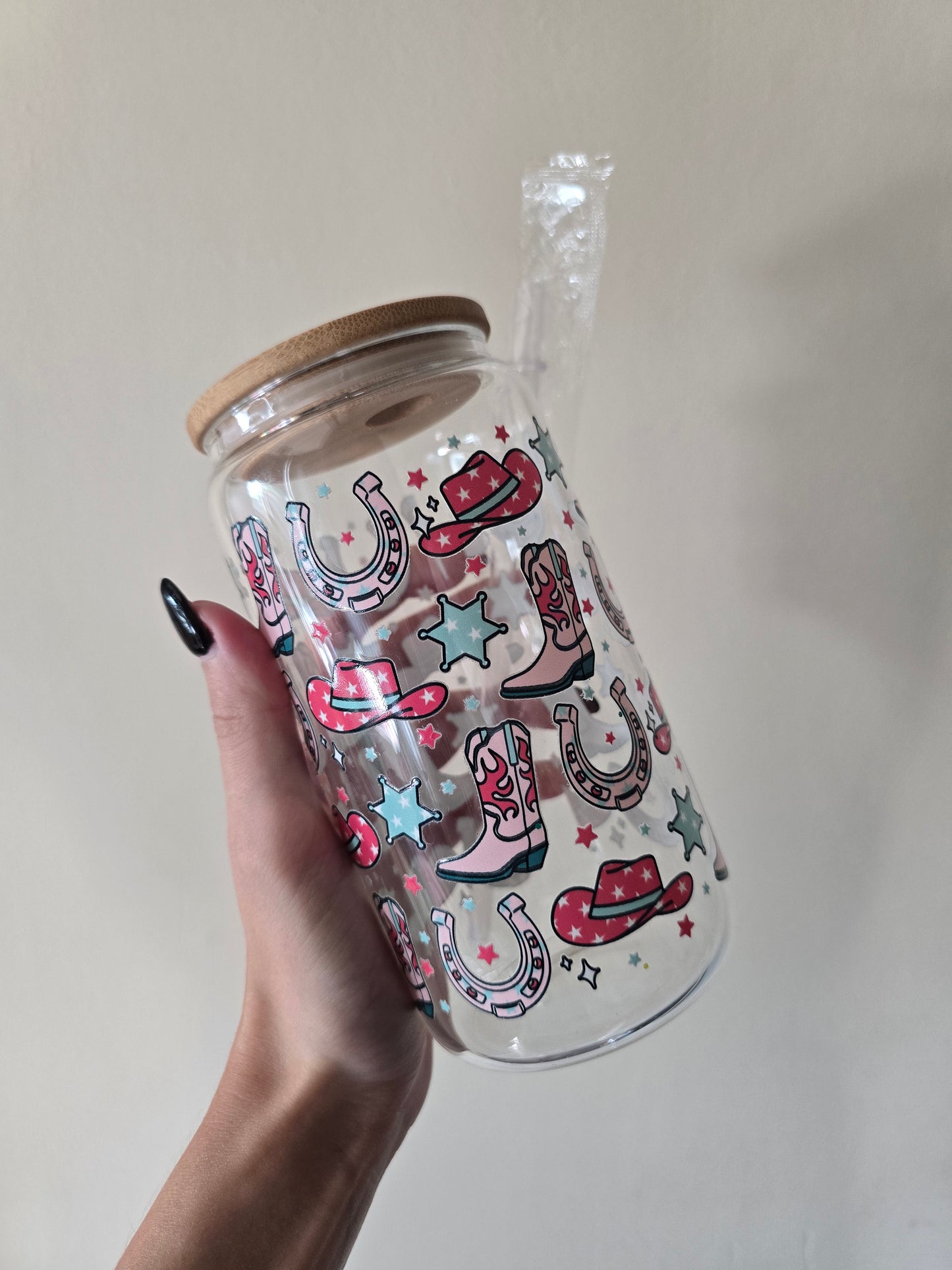 Cowboy Boots 16oz Glass Tumbler
