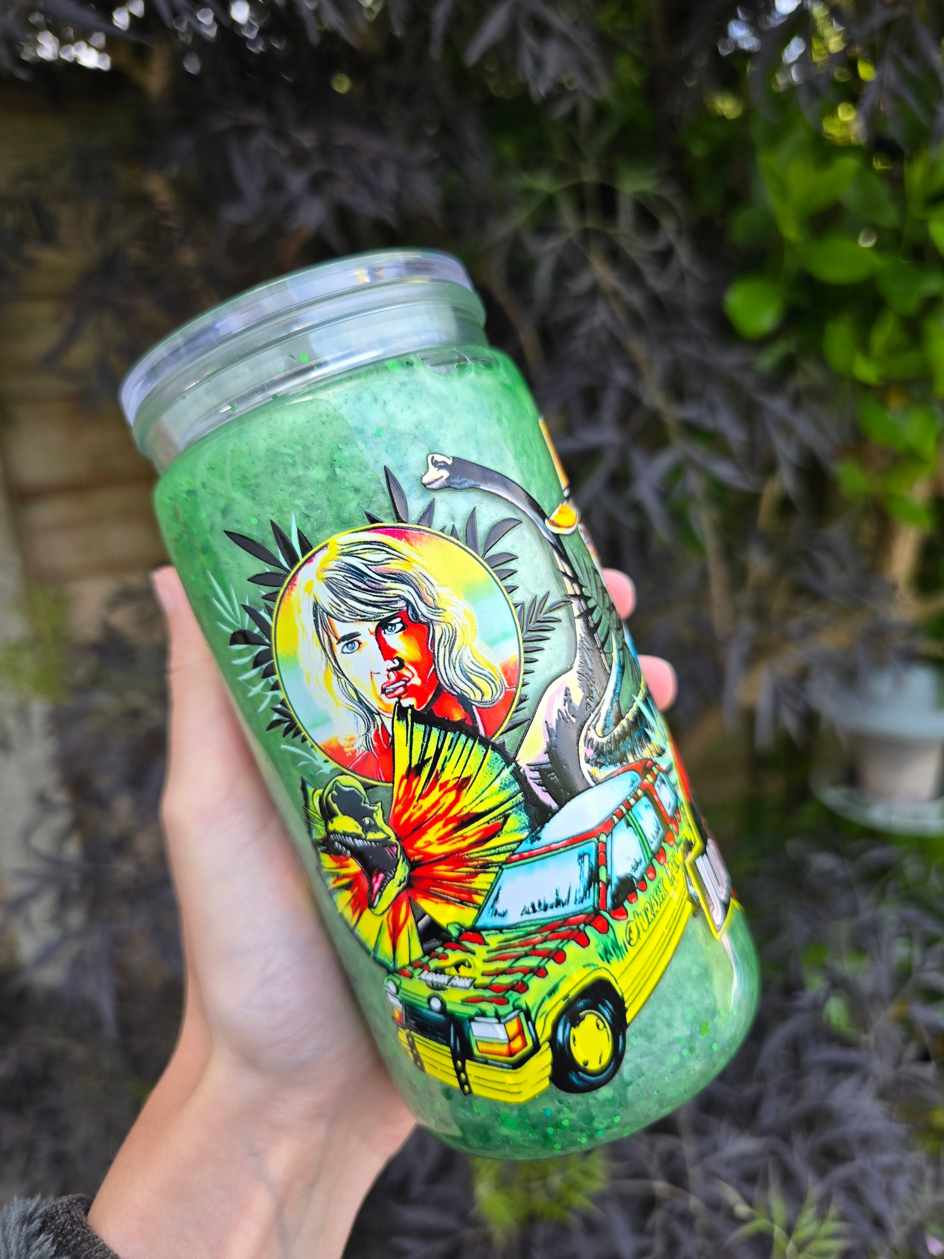 Jurrasic 16oz Acrylic Snowglobe Tumbler
