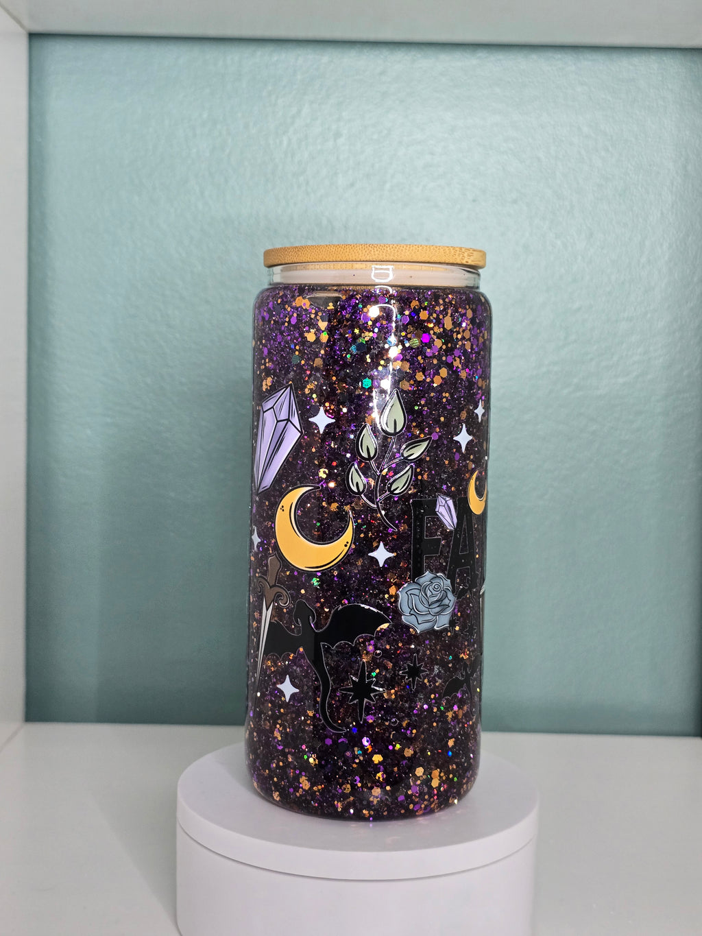 Fantasy 16oz Glass Snowglobe Tumbler