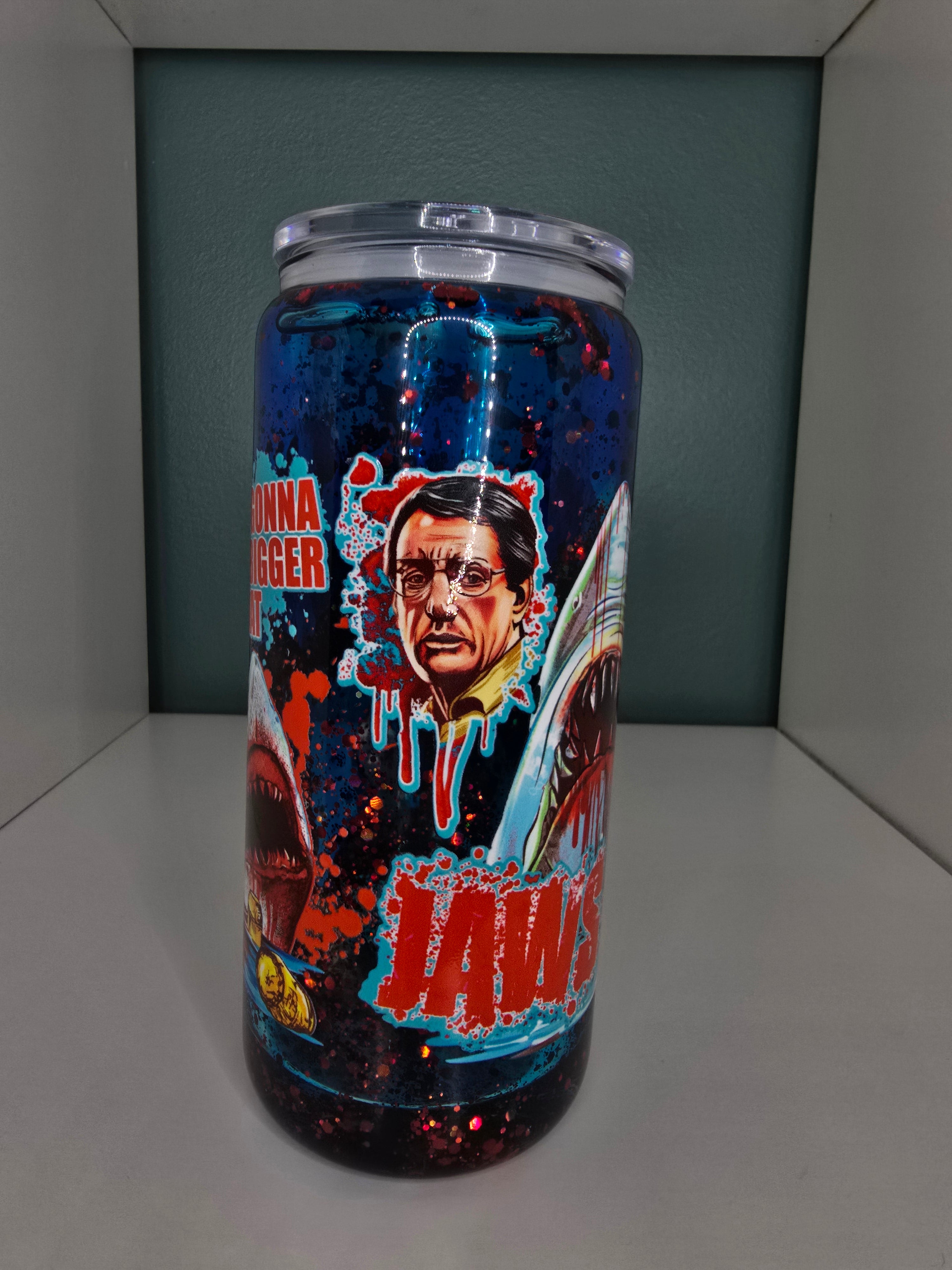 PRE ORDER- Jaws 16oz Glass Lava Drip Tumbler