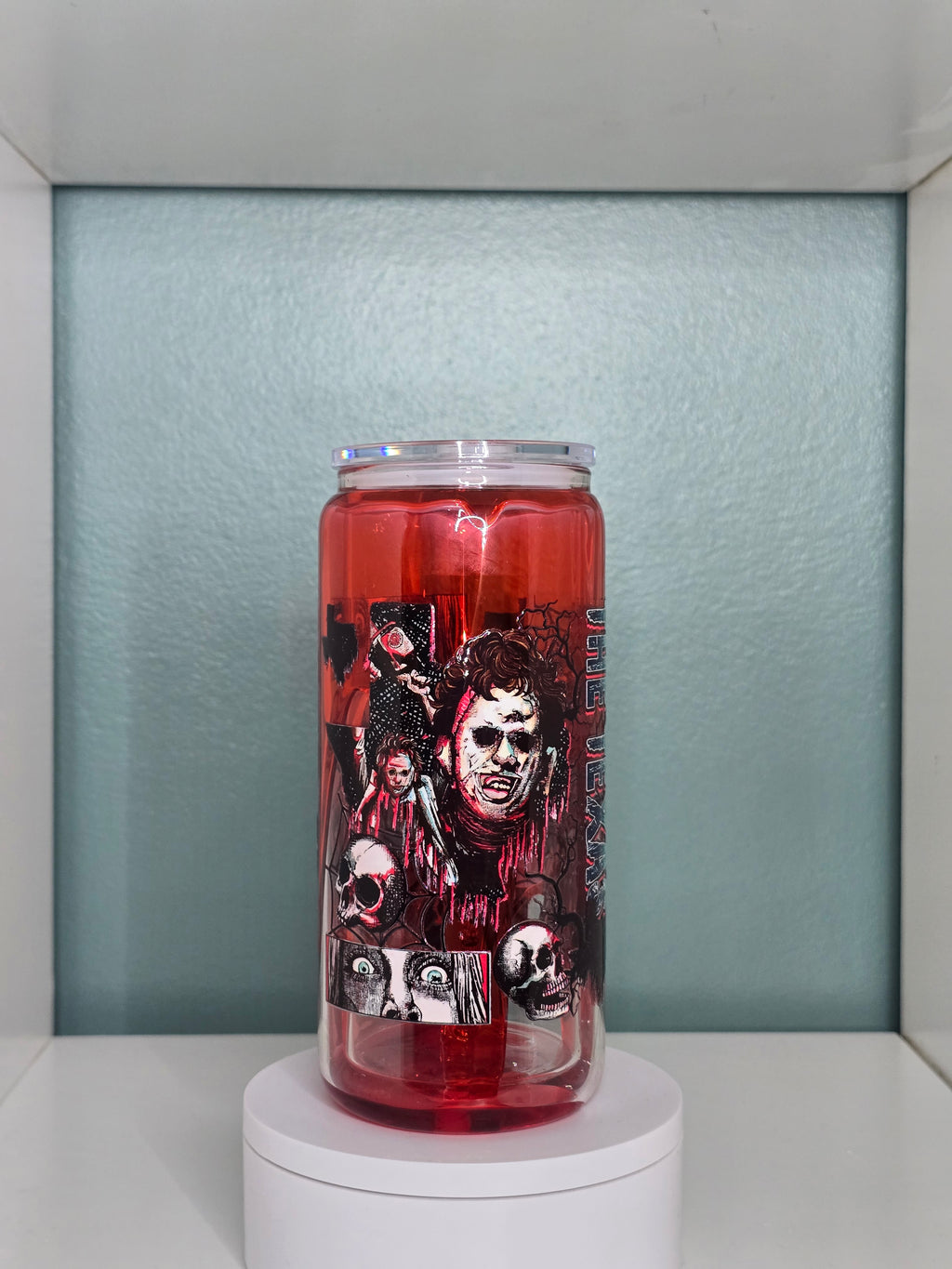 Texas Horror 16oz Glass Blood Drip Tumbler