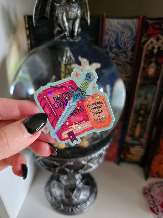 Emotional Support Dagger holographic sticker