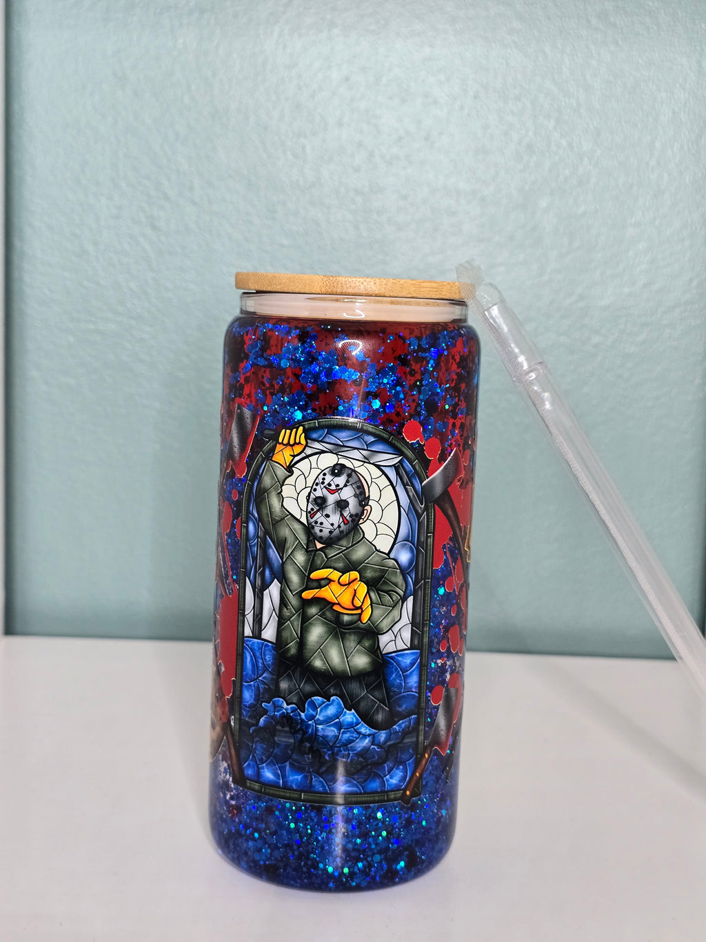 Horror Camp Crystal Lake 16oz Glass Snowglobe Tumbler