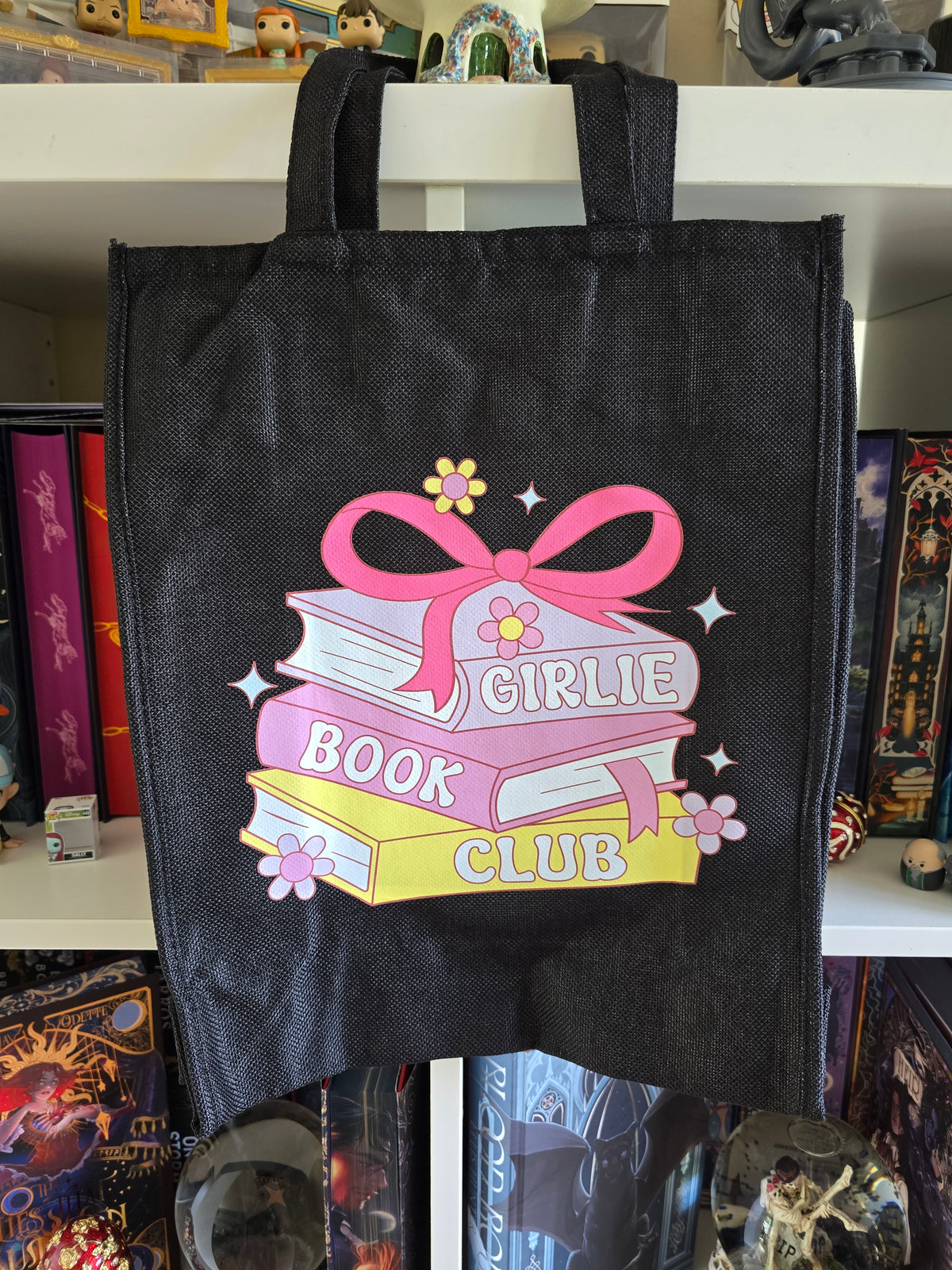 Girlie Book Club Linen Tote Bag