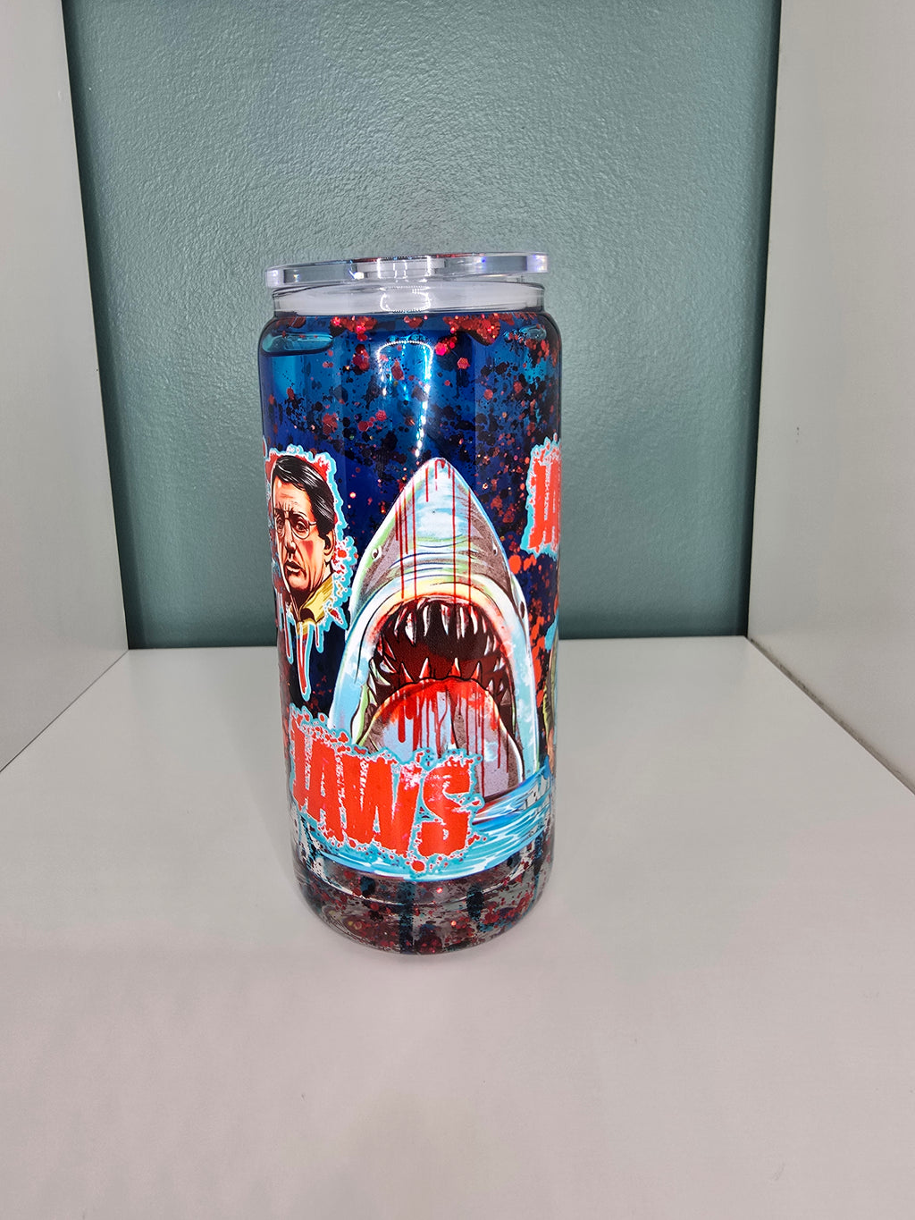 PRE ORDER- Jaws 16oz Glass Lava Drip Tumbler