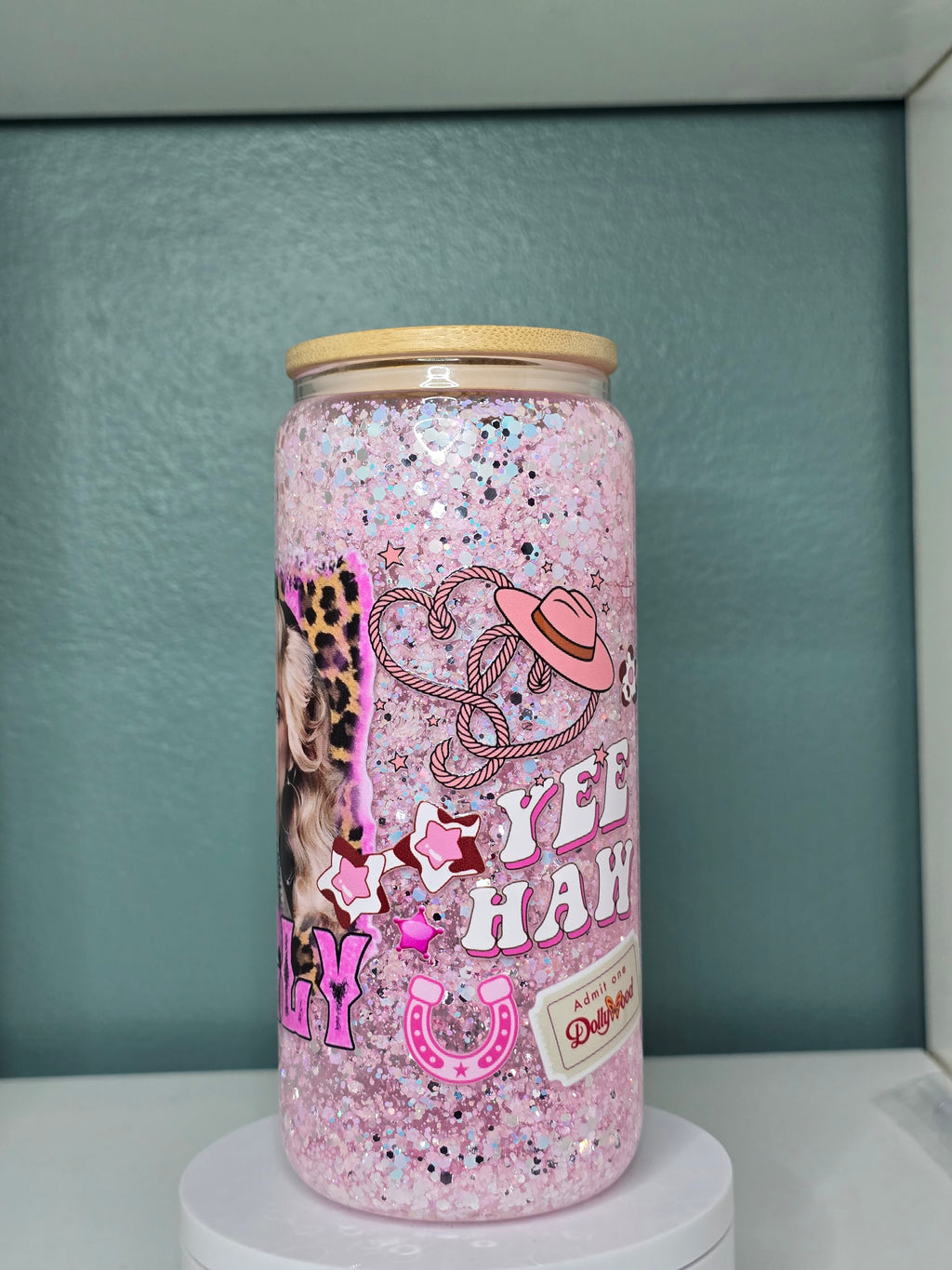 Dolly 16oz Glass Snowglobe Tumbler