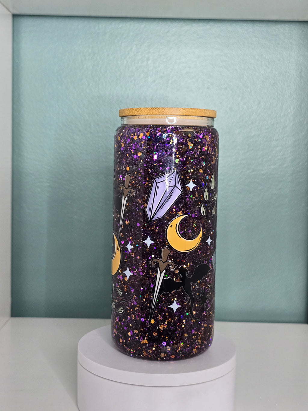 Fantasy 16oz Glass Snowglobe Tumbler