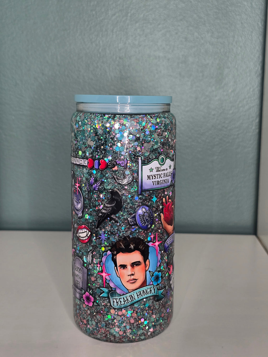 Vampire D 16oz Glass Snowglobe Tumbler