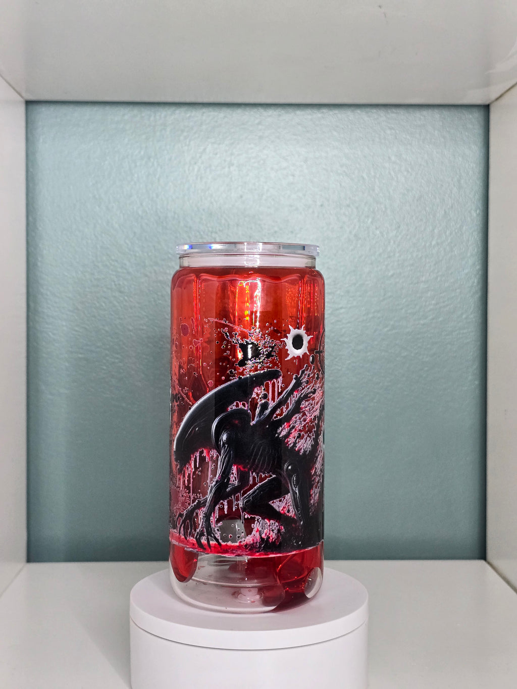 Alien Vs P 16oz Glass Blood Drip Tumbler