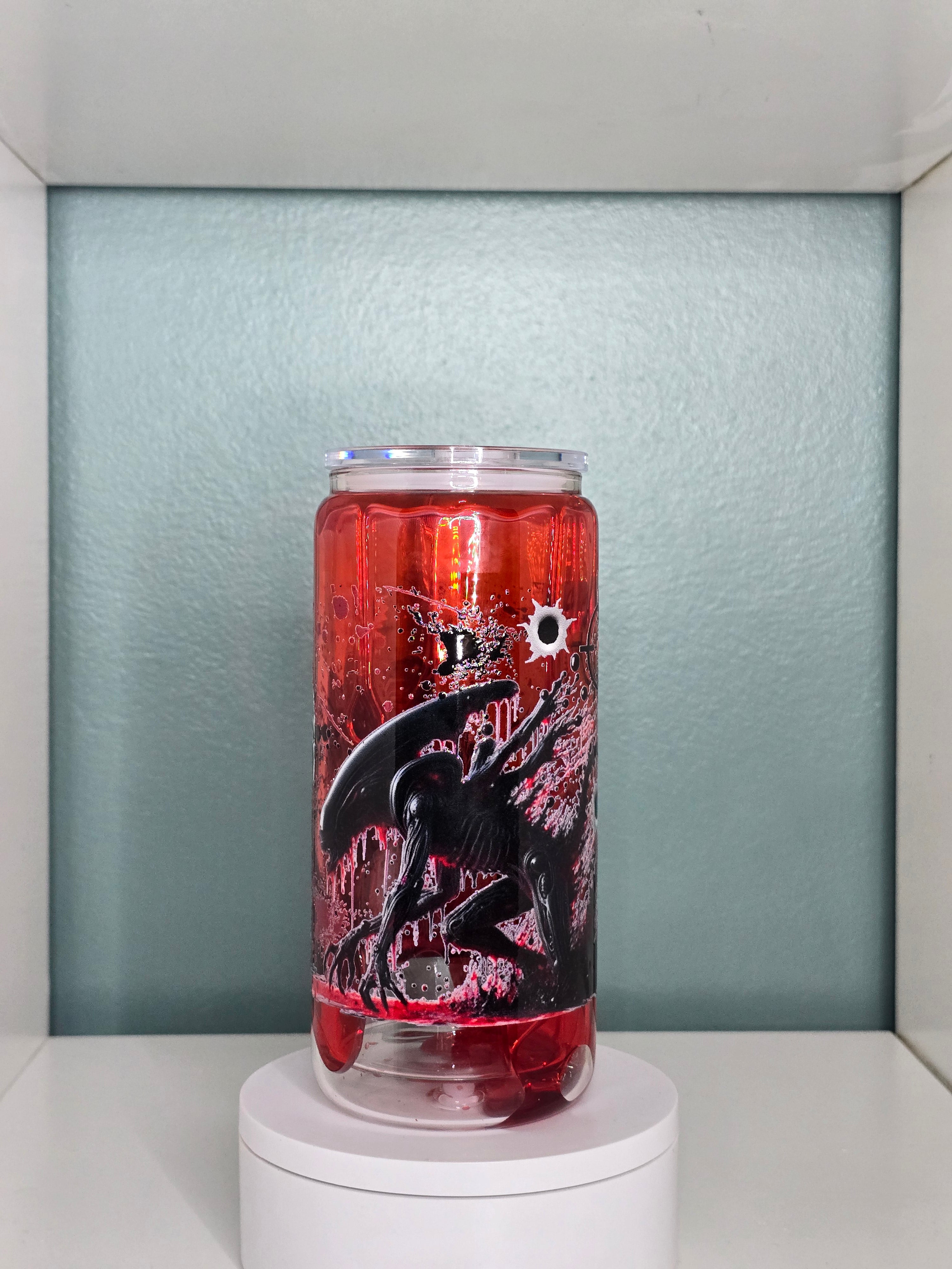 Alien Vs P 16oz Glass Blood Drip Tumbler