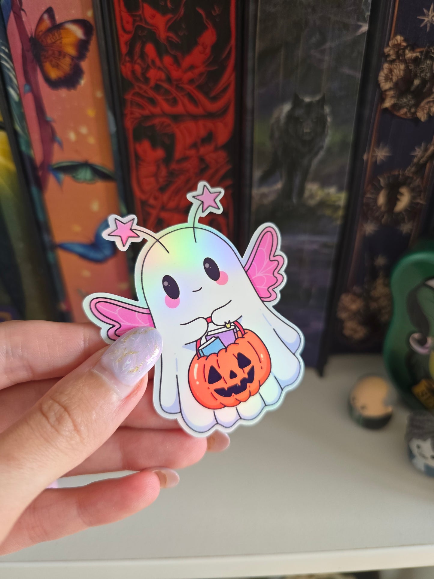 Fairy Ghost Holographic Clear Vinyl Sticker