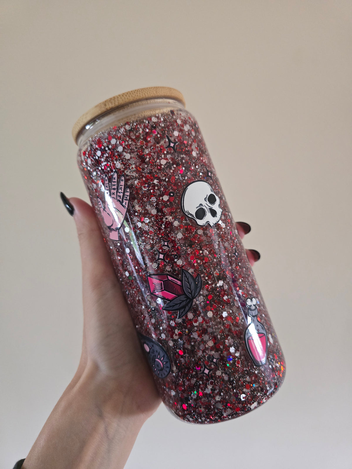 Spooky B*tch 16oz Glass Snowglobe Tumbler