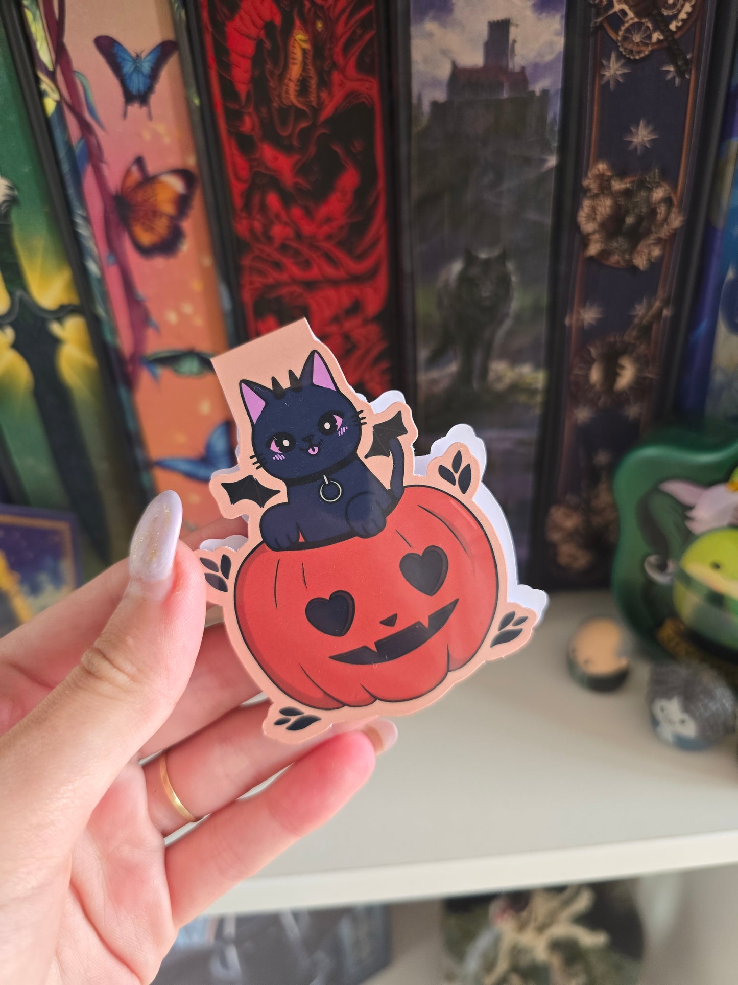 Pumpkin Cat Magnetic Bookmark