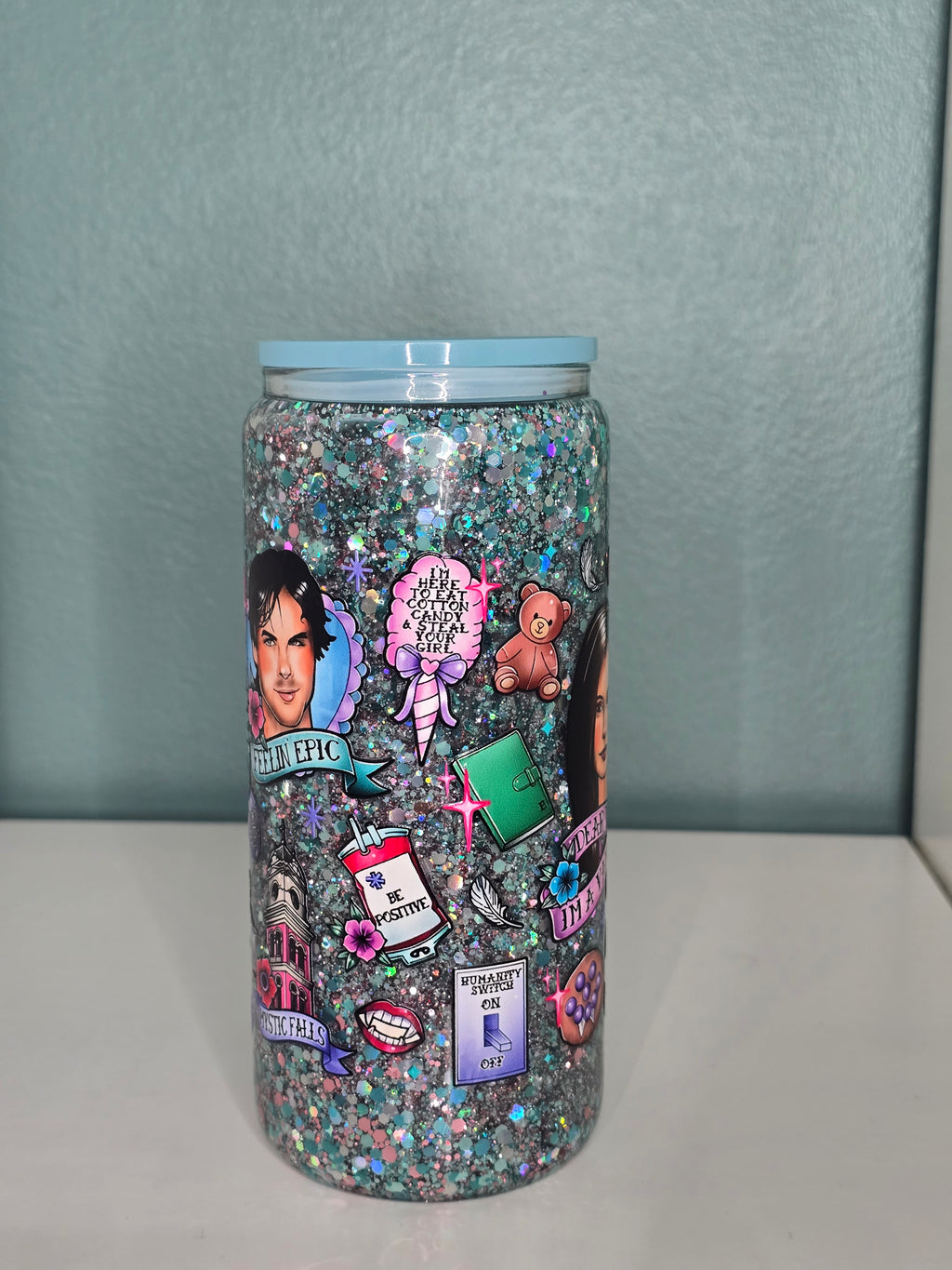 Vampire D 16oz Glass Snowglobe Tumbler