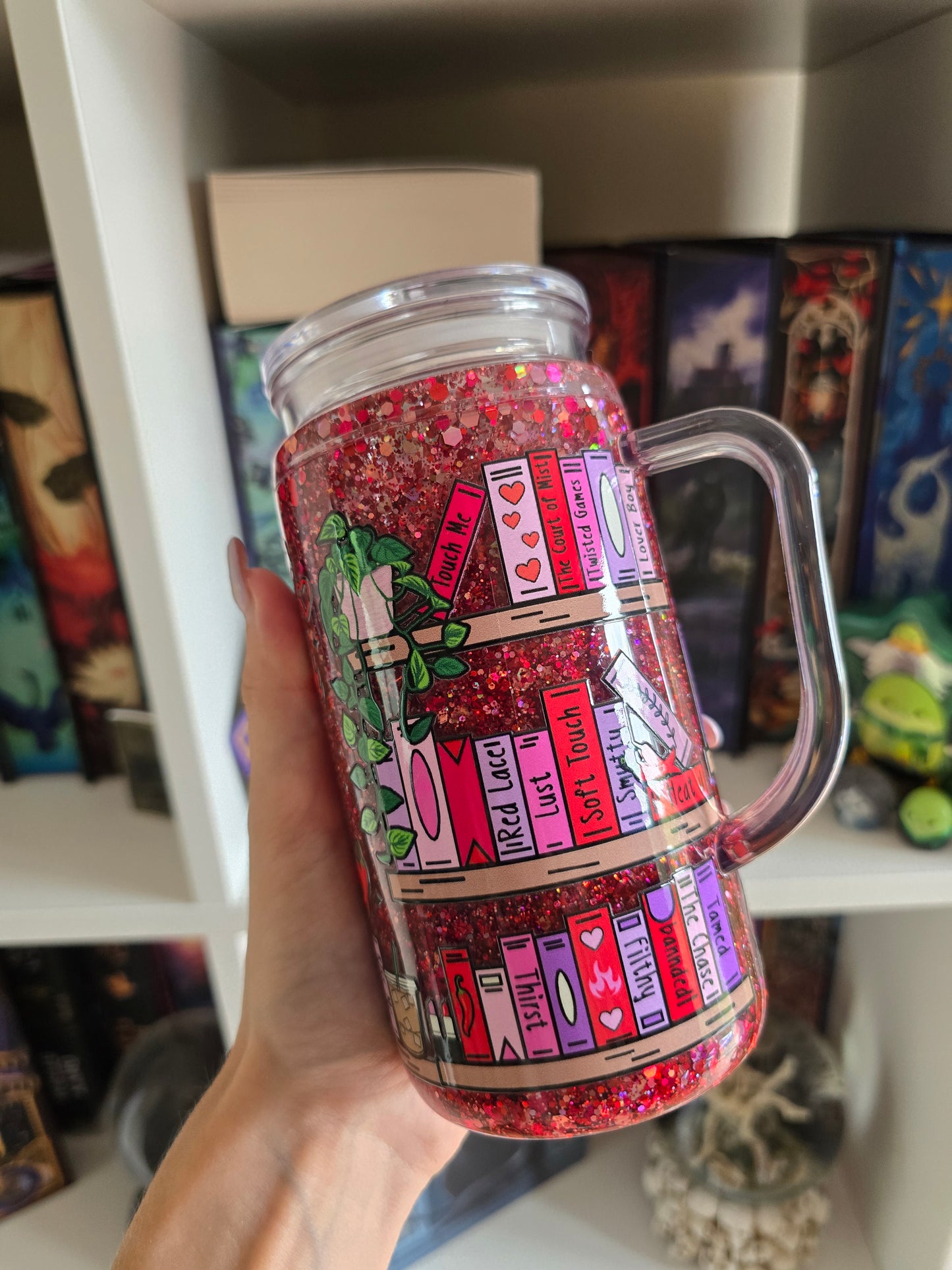 Hot Girls Read 16oz Acrylic Handle Snowglobe Tumbler