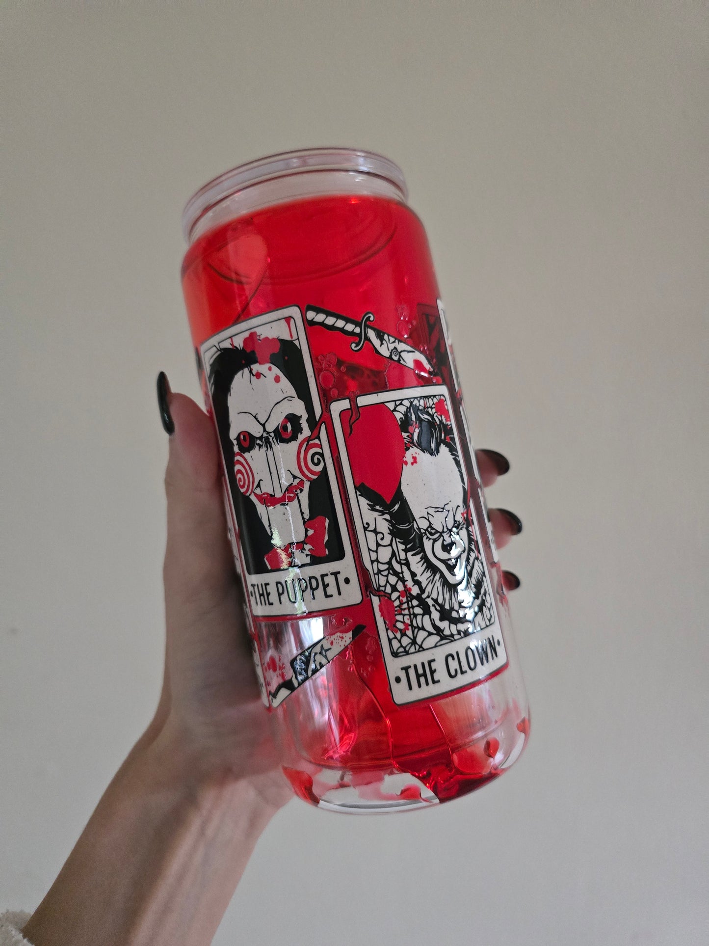 Horror Characters 16oz Glass "blood drip" Tumbler