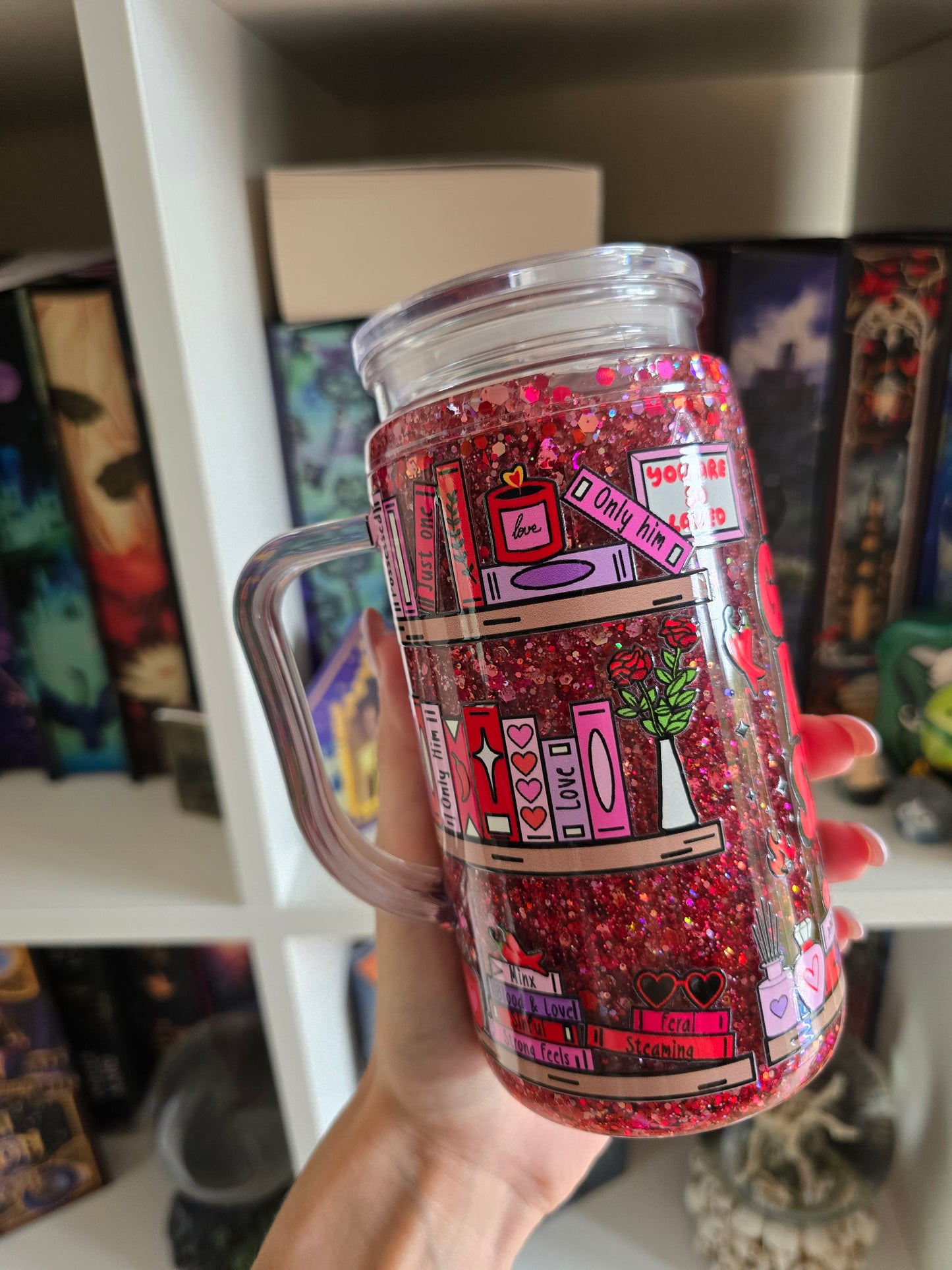 Hot Girls Read 16oz Acrylic Handle Snowglobe Tumbler