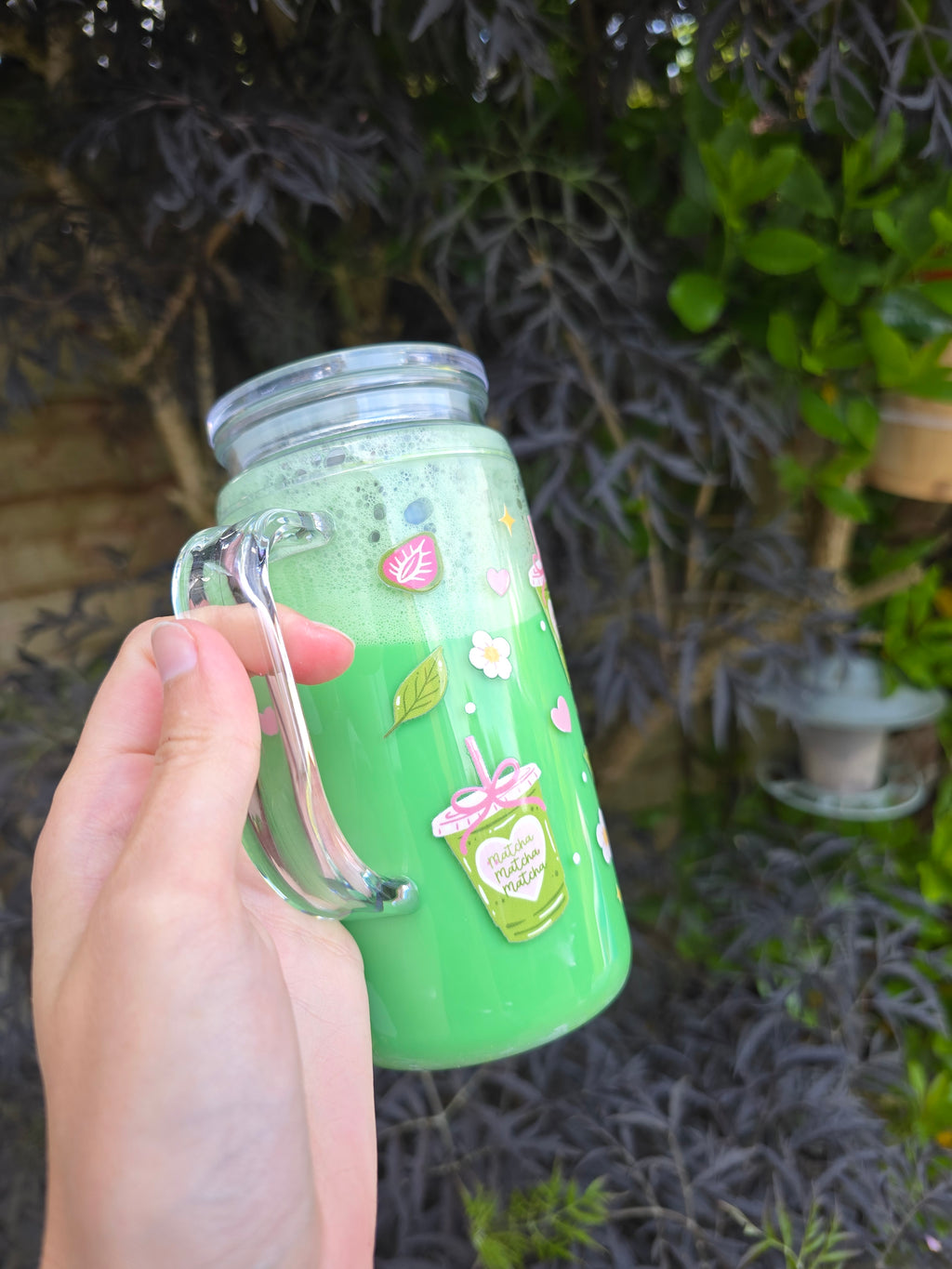 Matcha 16oz Acrylic Handle Drink Effect Tumbler