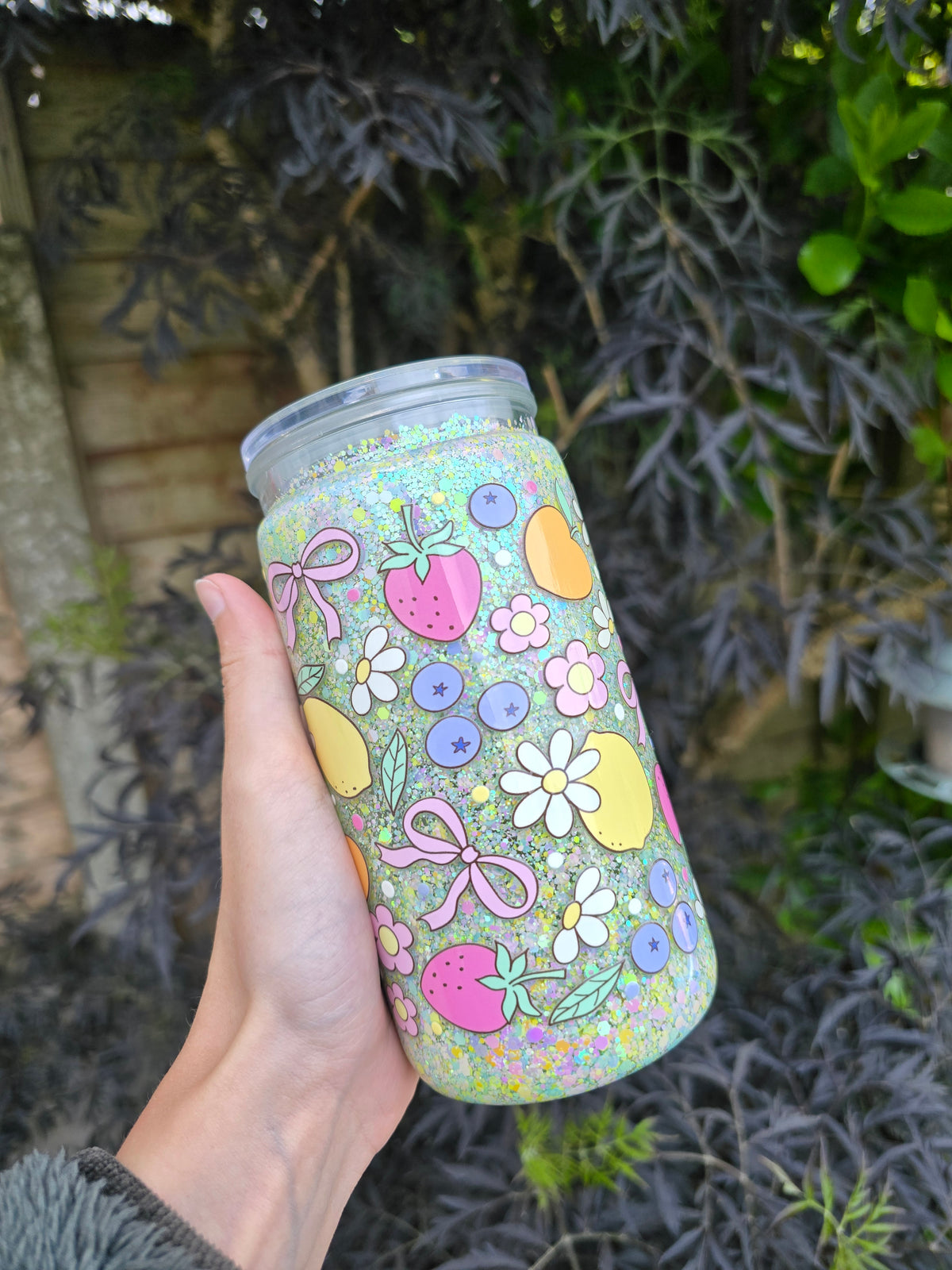 Summer Fruits 16oz Acrylic Snowglobe Tumbler