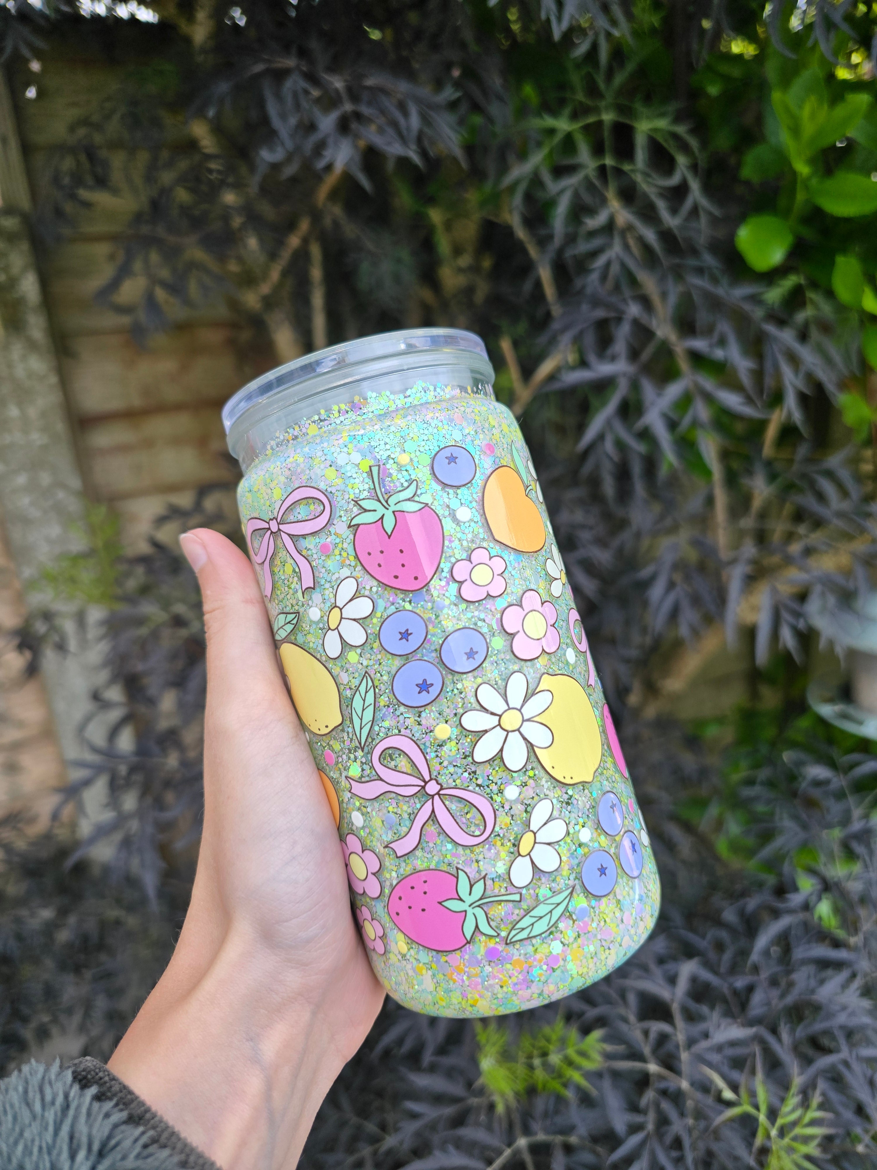 Summer Fruits 16oz Acrylic Snowglobe Tumbler