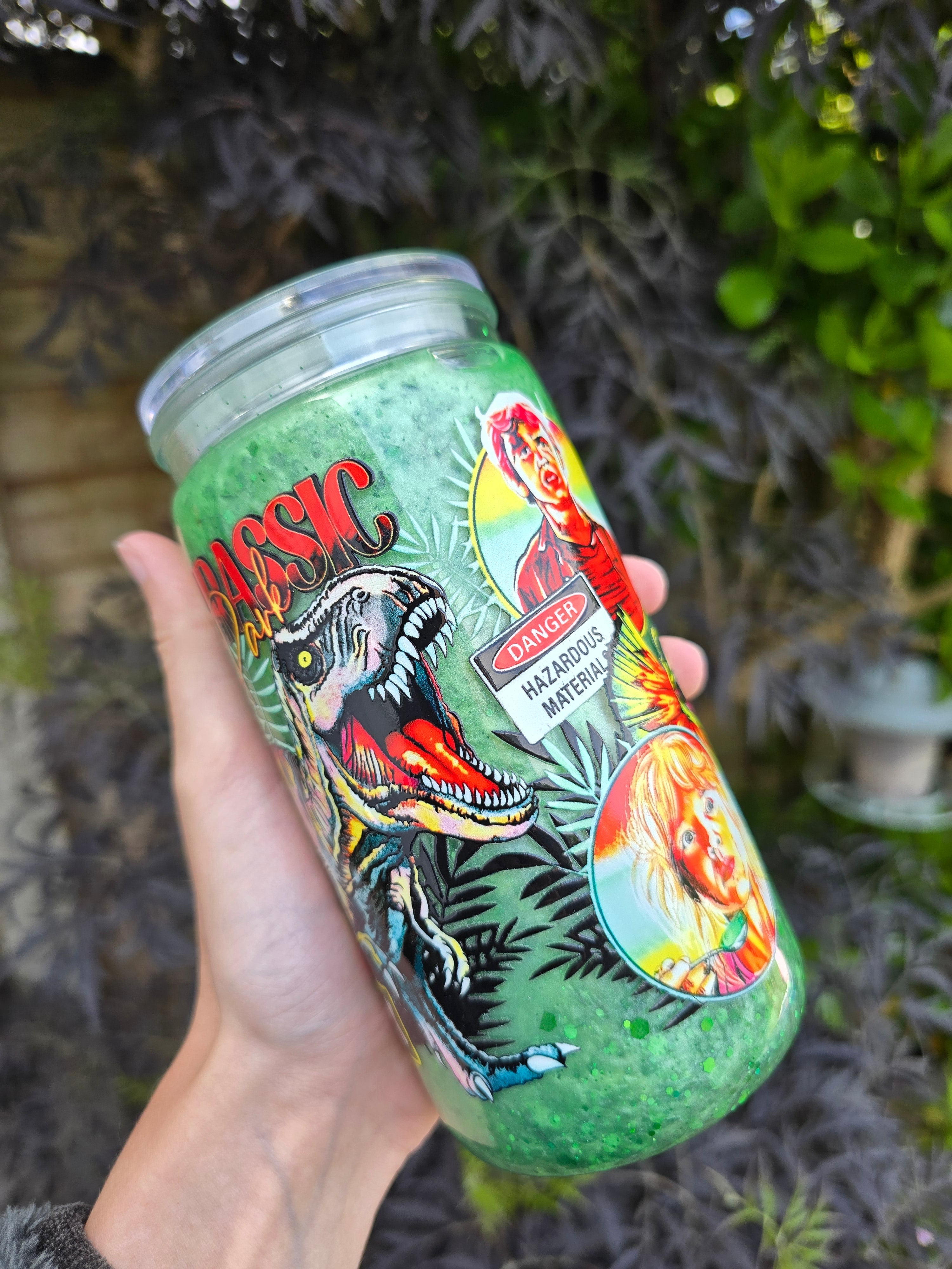 Jurrasic 16oz Acrylic Snowglobe Tumbler