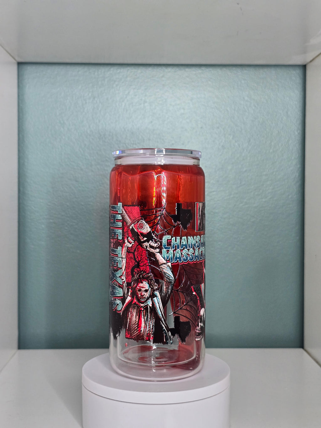 Texas Horror 16oz Glass Blood Drip Tumbler