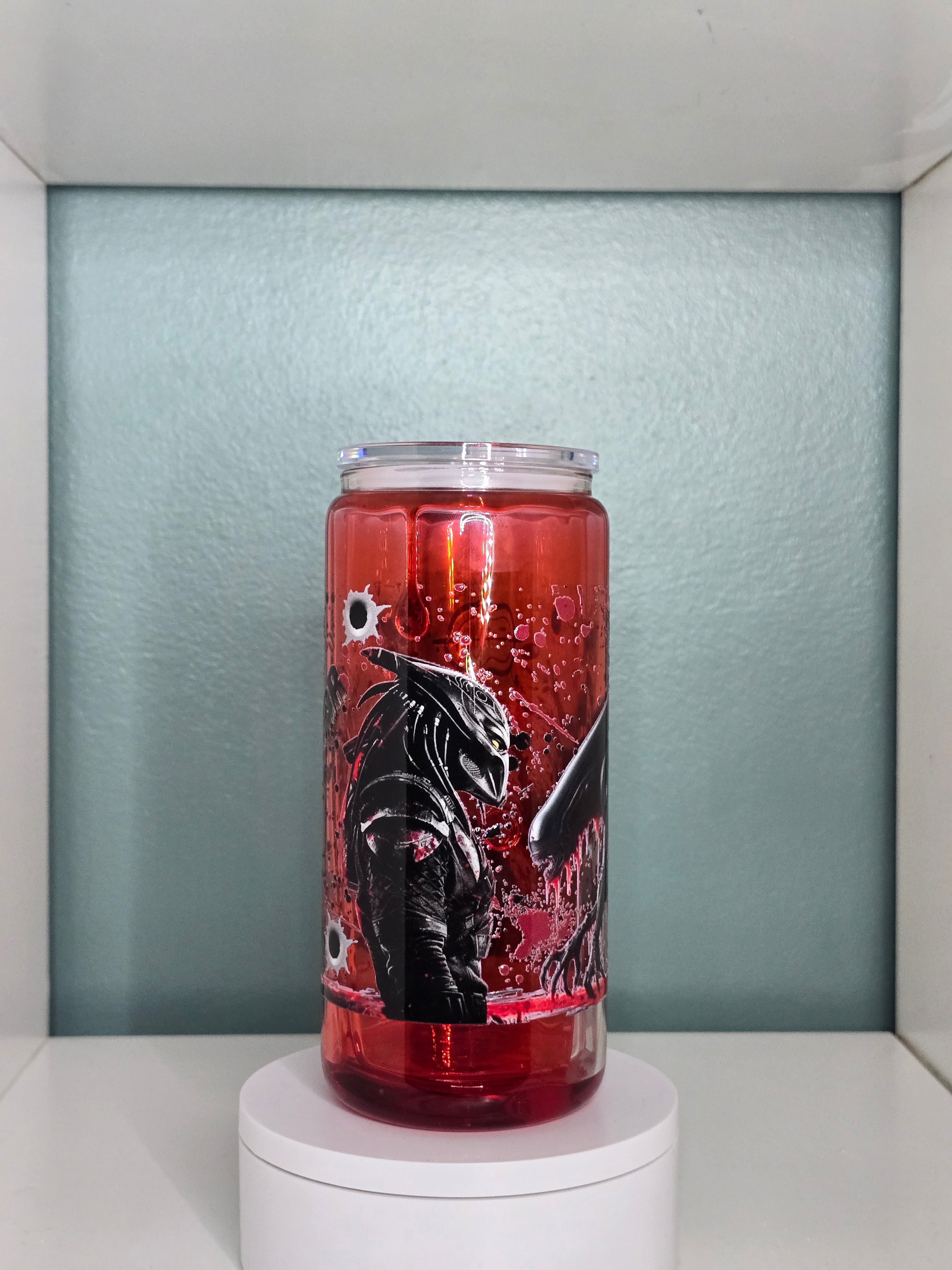 Alien Vs P 16oz Glass Blood Drip Tumbler