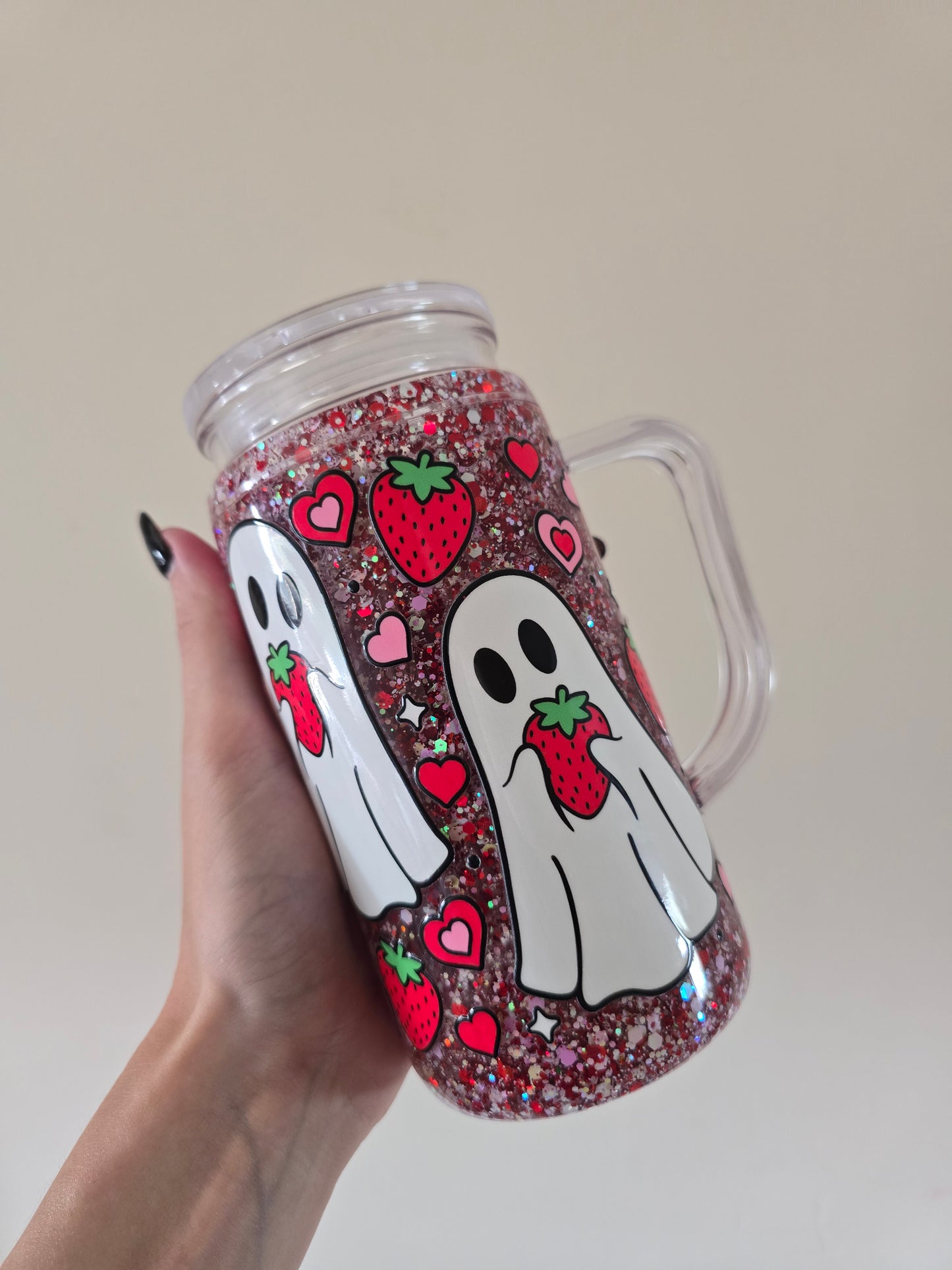 Ghostie 16oz Acrylic Handle Snowglobe Tumbler