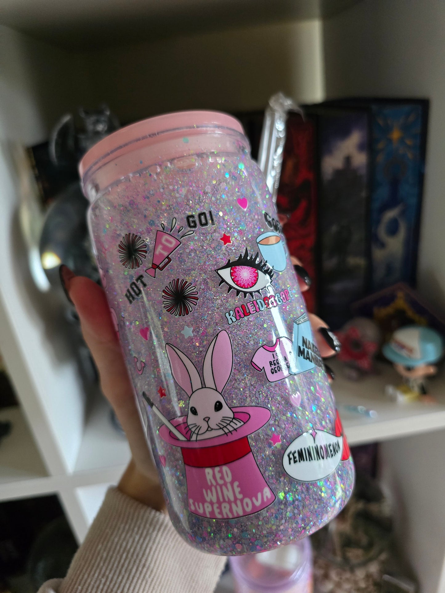 Pink Pony 16oz Acrylic Snowglobe Tumbler