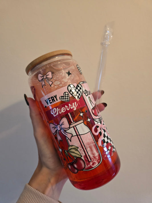 Cherry 16oz Glass fizzy style Tumbler