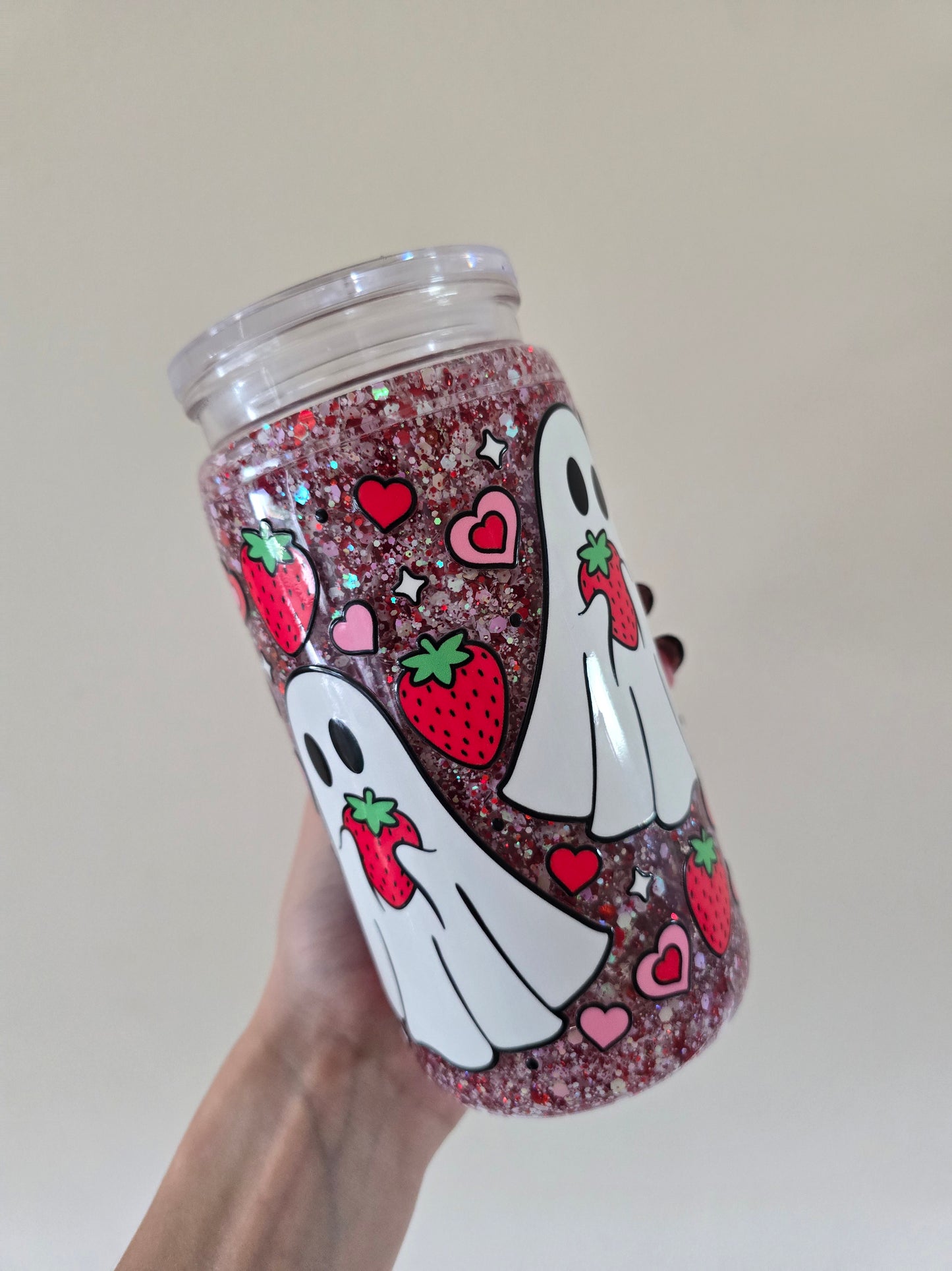 Ghostie 16oz Acrylic Handle Snowglobe Tumbler