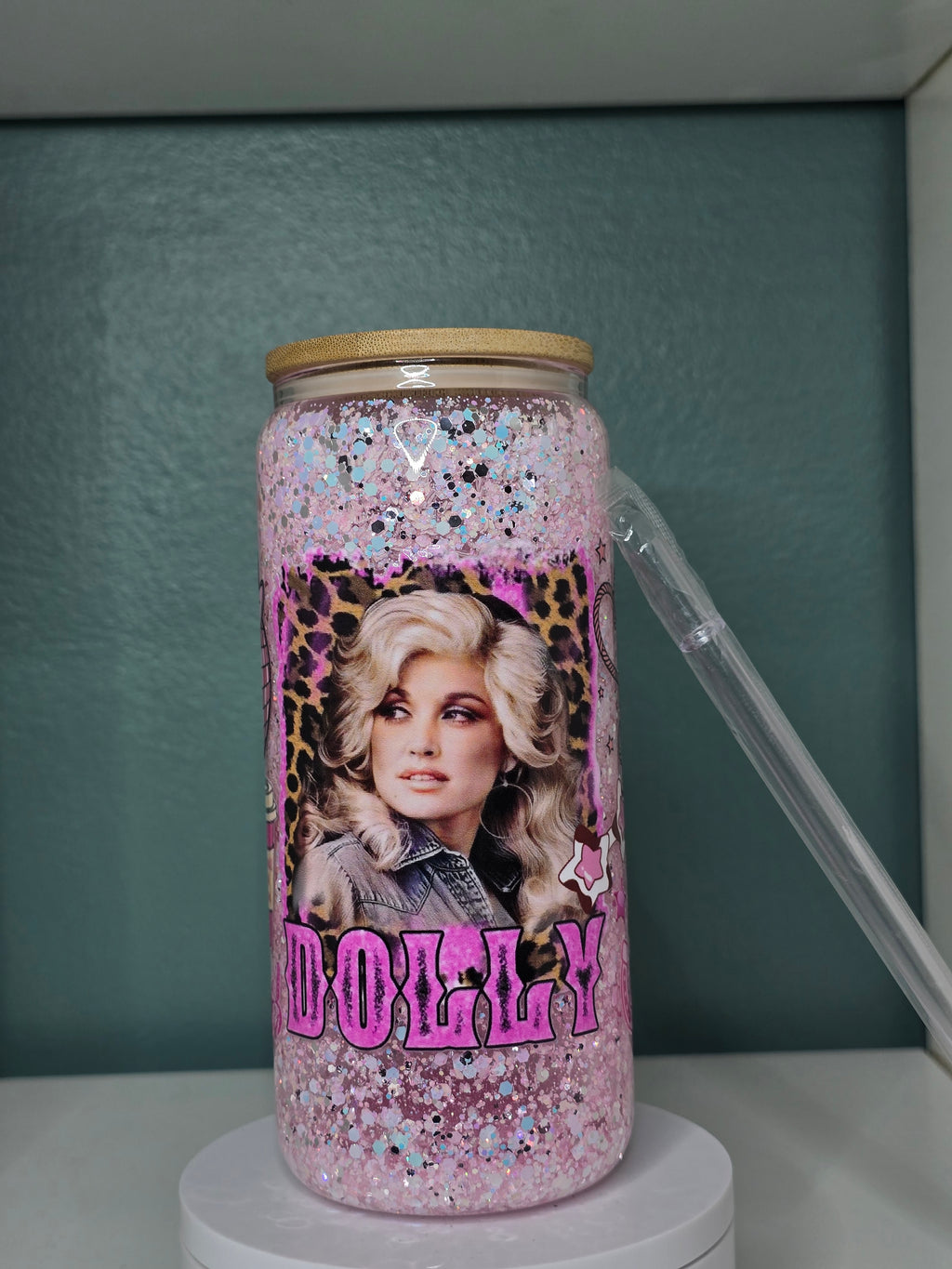 Dolly 16oz Glass Snowglobe Tumbler