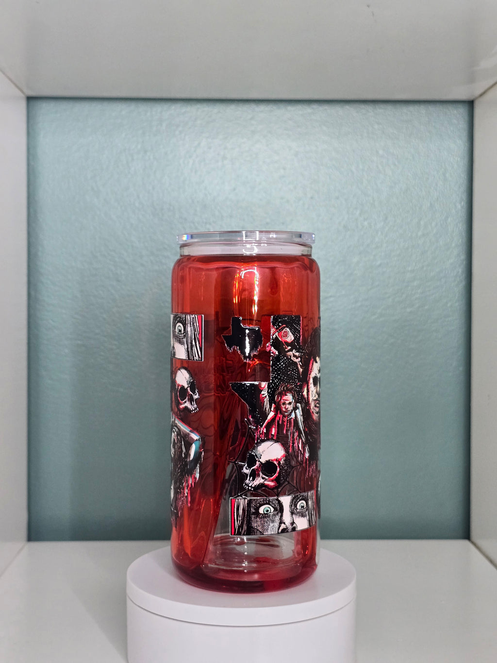 Texas Horror 16oz Glass Blood Drip Tumbler