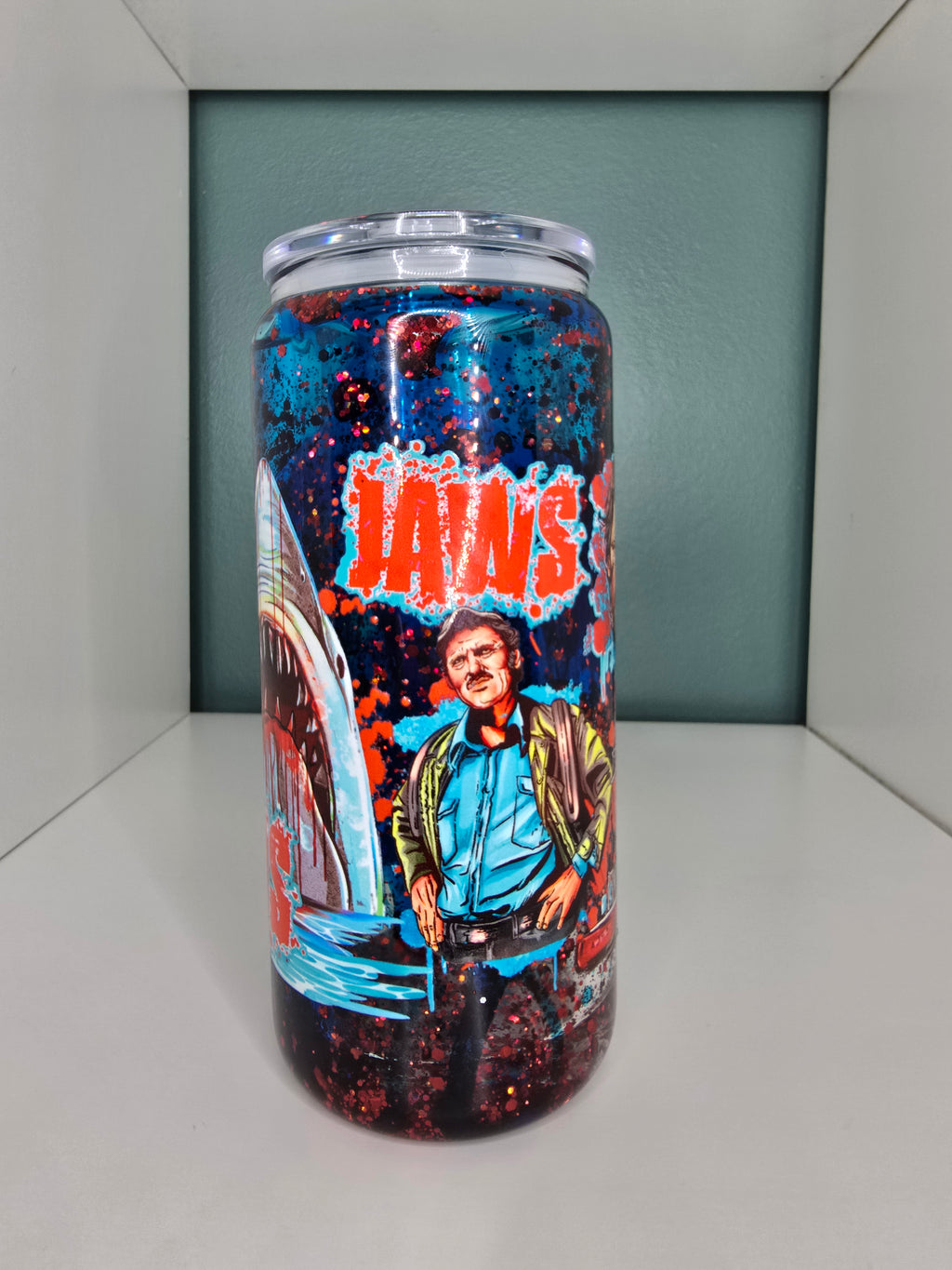 PRE ORDER- Jaws 16oz Glass Lava Drip Tumbler