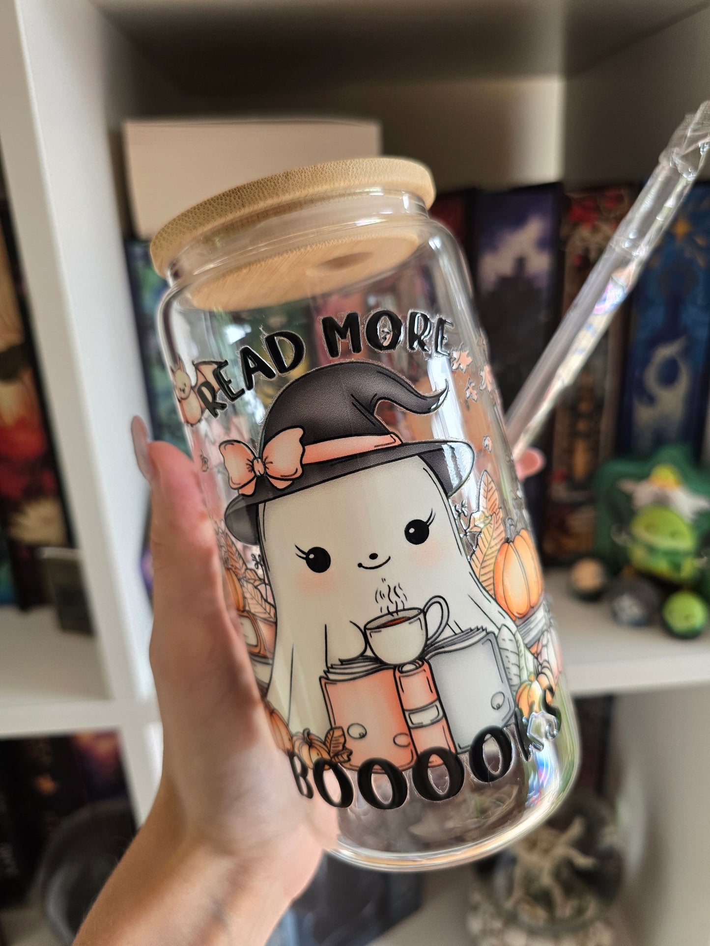 Read More Booooks 16oz Glass Tumbler