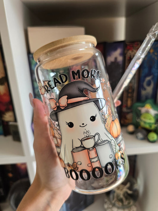 Read More Booooks 16oz Glass Tumbler