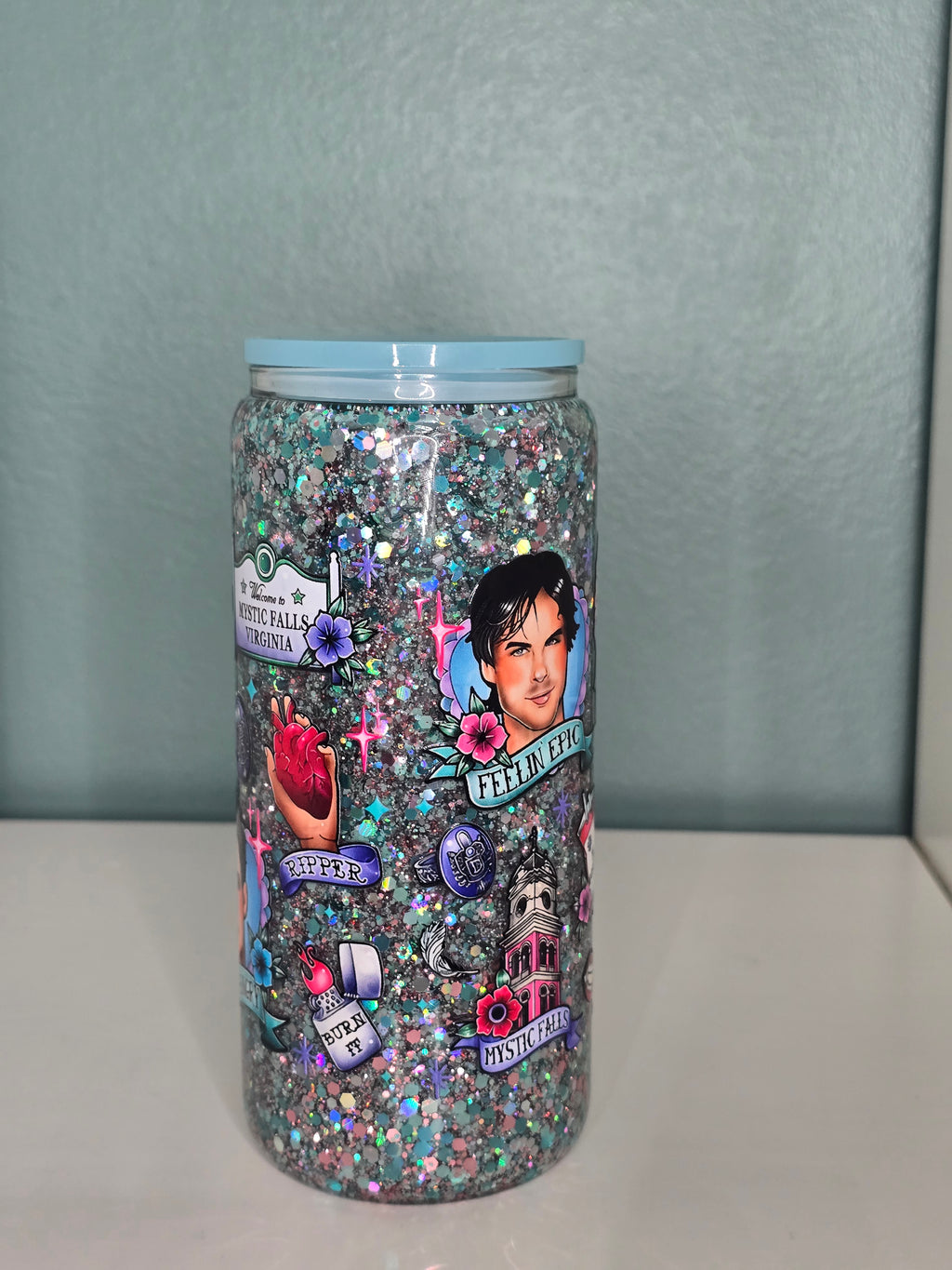 Vampire D 16oz Glass Snowglobe Tumbler