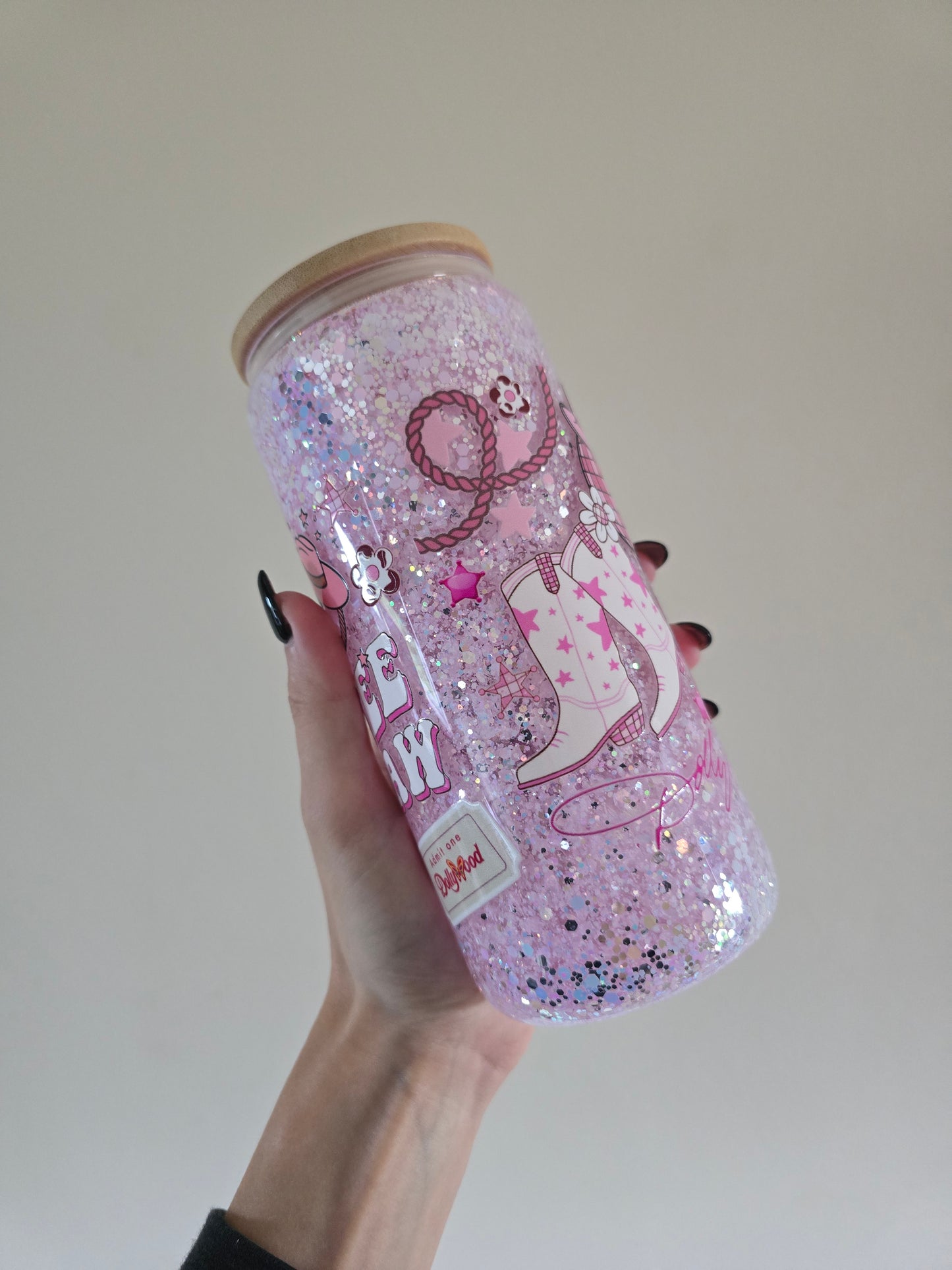 Dolly 16oz Glass Snowglobe Tumbler