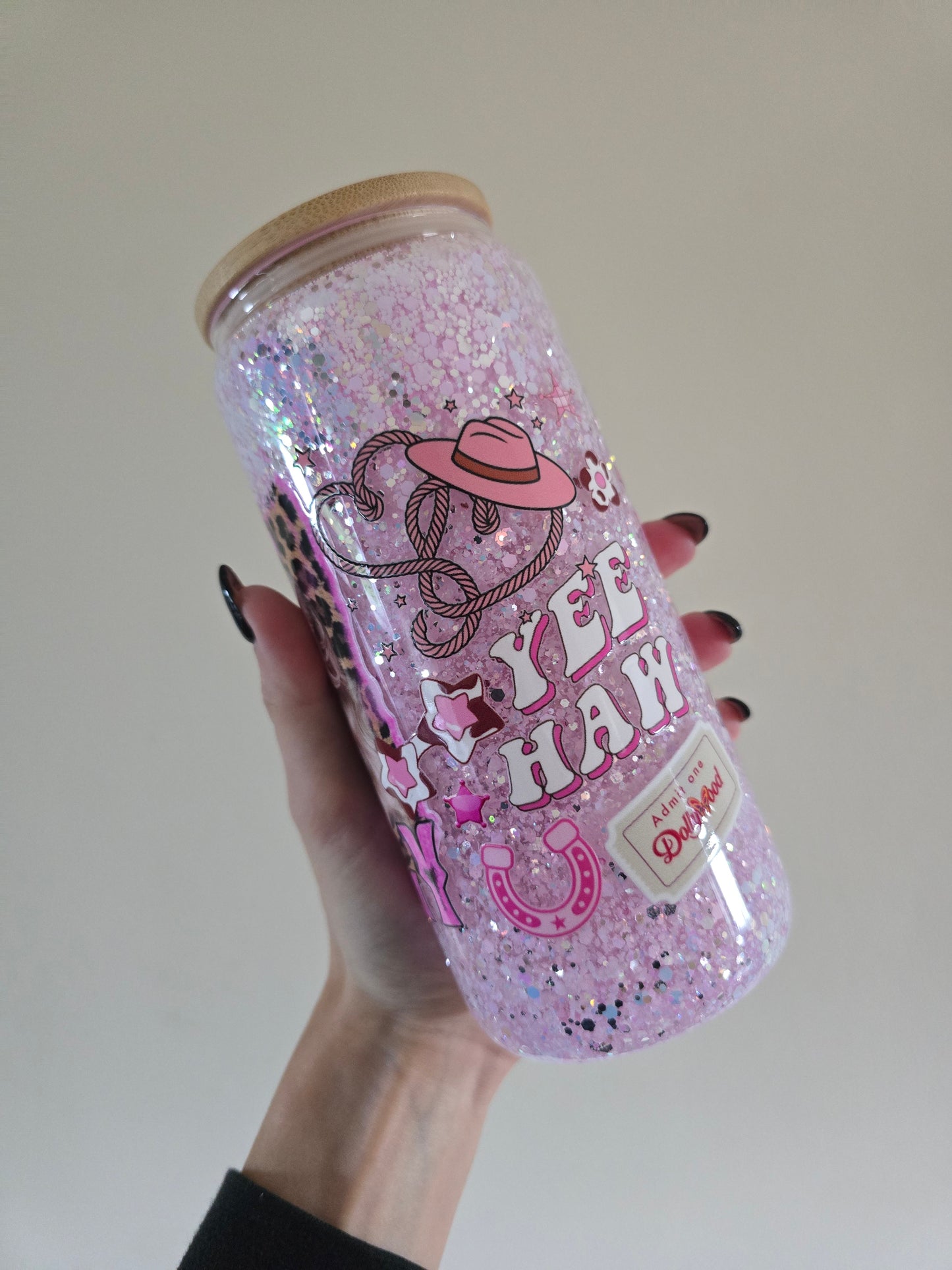 Dolly 16oz Glass Snowglobe Tumbler